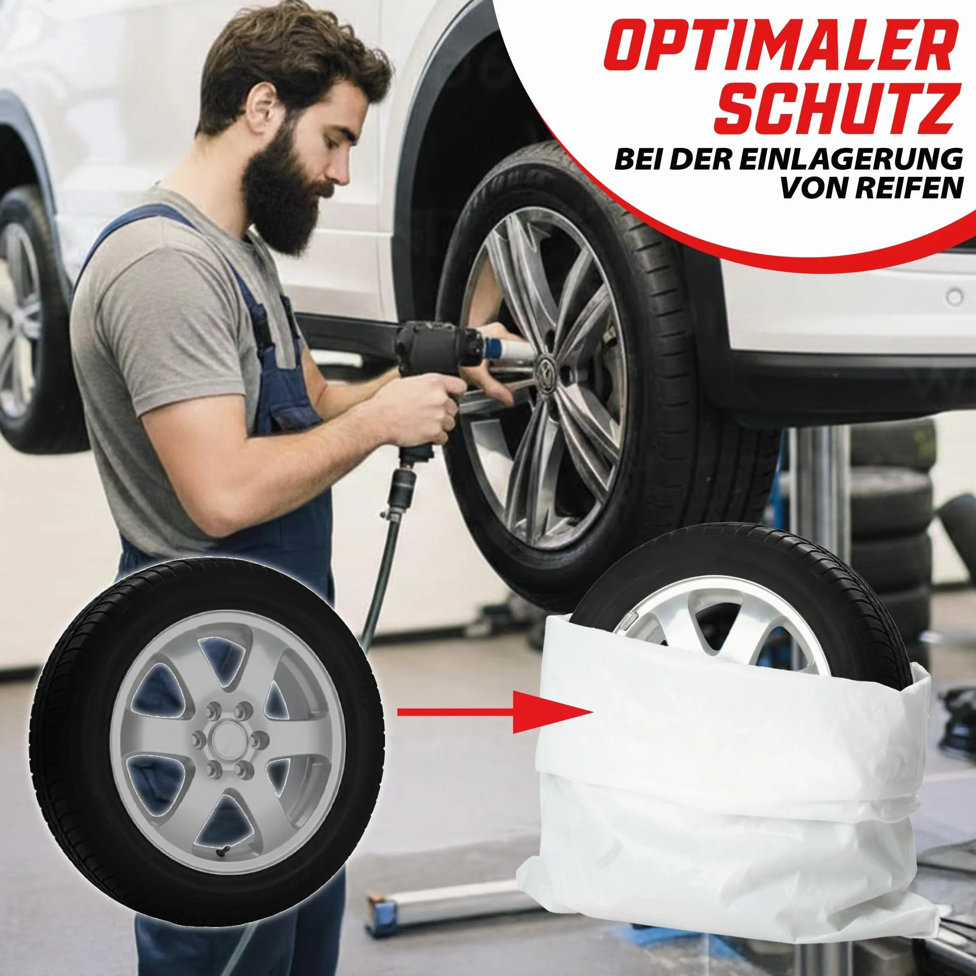 Torby na opony, worki na opony do 22 cali, Tyre Bags torba na opony, torba na opony, worek na opony (biała)