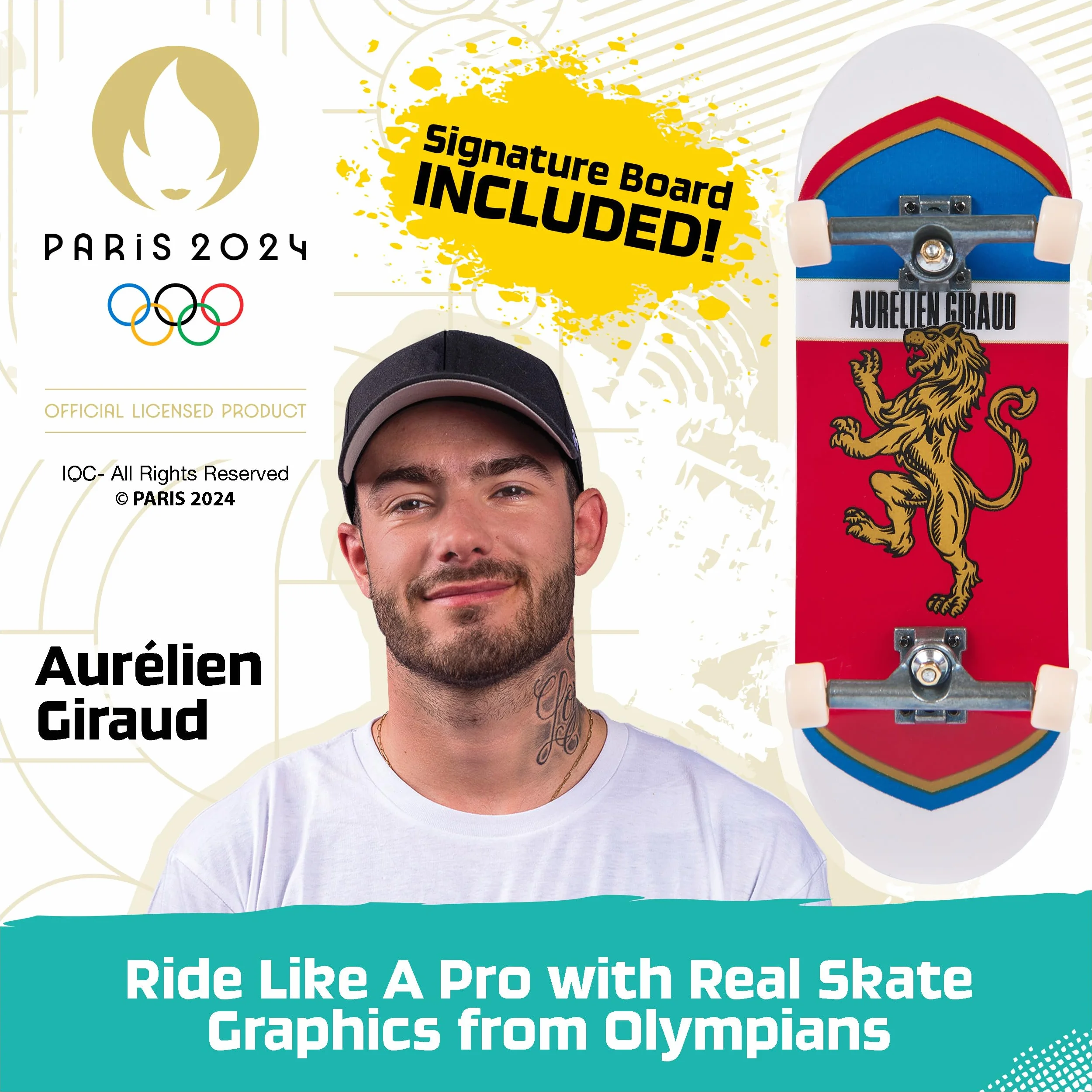 Tech Deck - Finger Skate - Park X-Connect Aurélien Giraud - Oficjalny produkt na licencji Igrzysk Olimpijskich w Paryżu 2024 - Modułowy skatepark - Mini Skate Finger - Zabawka dla dzieci w wieku 6 lat