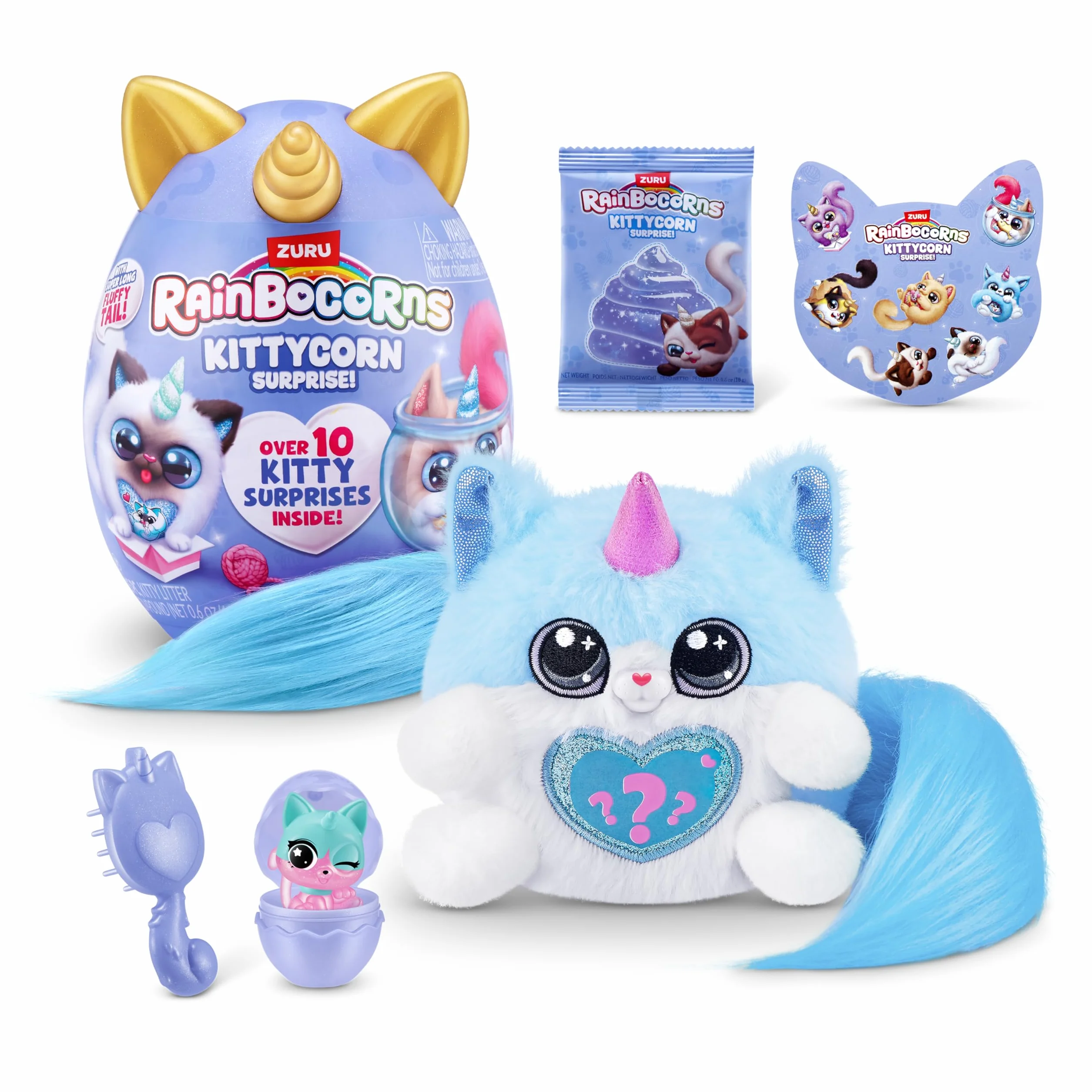 Kittycorn Surprise Seria 3 od ZURU Pluszowa zabawka kolekcjonerska pluszowa zabawka, szlamy, jajka niespodzianka dla dziewczynek (21,5 cm) (Maine Coon Cat)