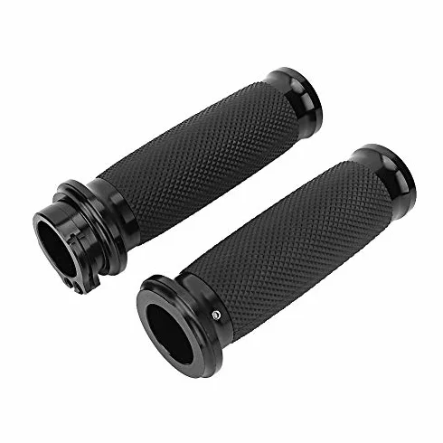 Chwyty kierownicy Suuonee, 1 para uniwersalnych manetek motocyklowych 25 mm Aluminium + guma antypo?lizgowa [srebrna]
