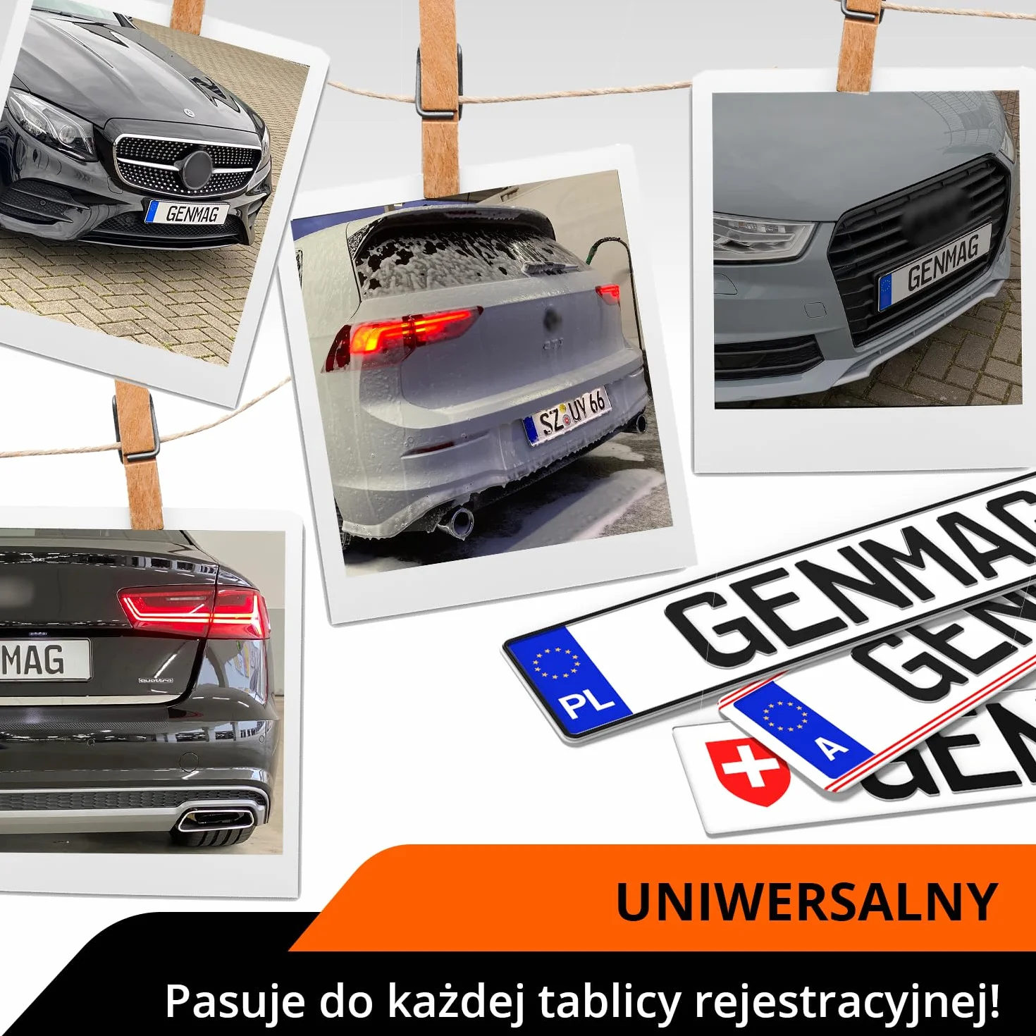 GENMAG® Ramki pod Tablice Rejestracyjne na Rzep | Bezramkowy Uchwyt Tablicy Rejestracyjnej
