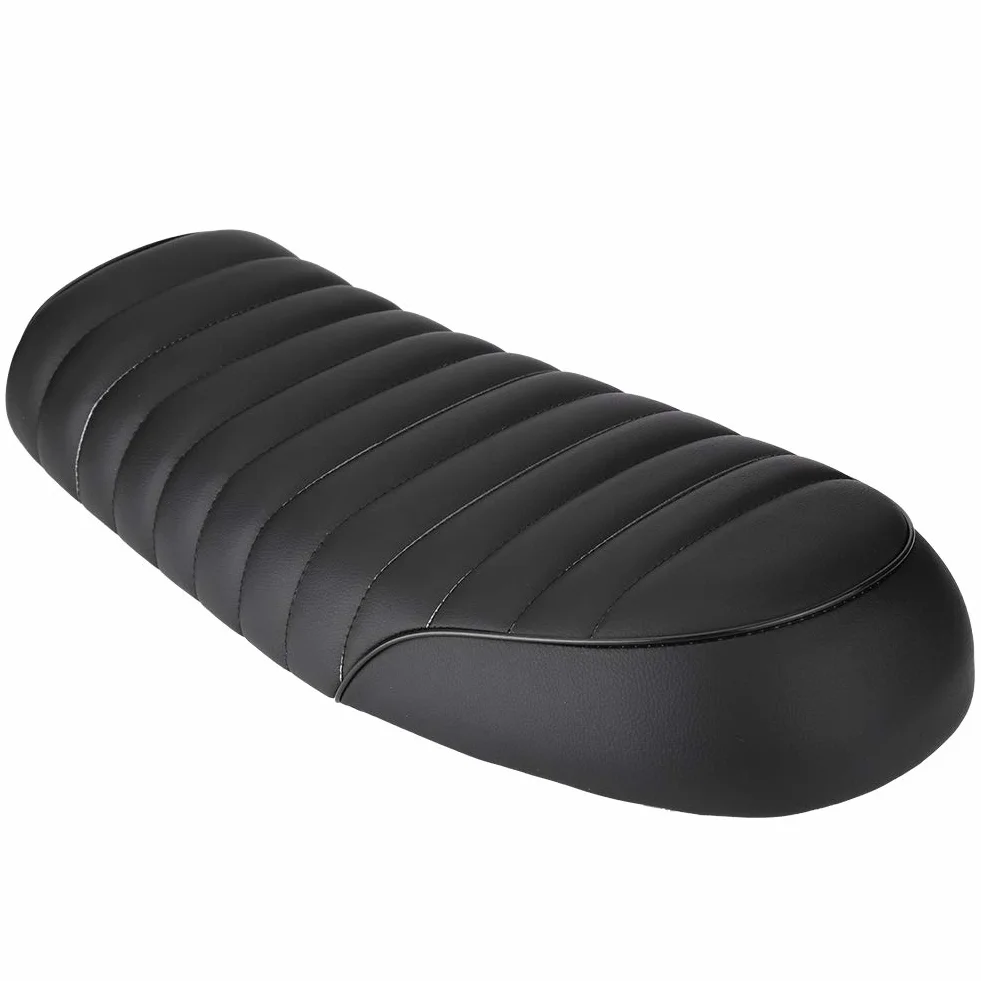Qiilu Siedzenie Motocyklowe, PU Skóra Vintage Cafe Racer Flat Seat Motocykl dla CG125 GN CG CB400SS