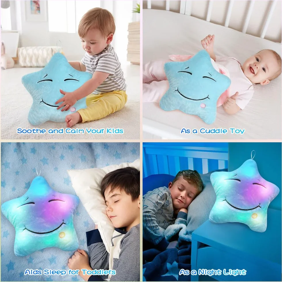 Ainiv Muzyczna Zabawka Sensoryczna Pluszowa, Zabawka Sensoryczna dla Dzieci Pomoc w Usypianiu, Świecące Zabawki Sensoryczne, na Urodziny, Boże Narodzenie, Walentynki Prezenty (Niebieski)