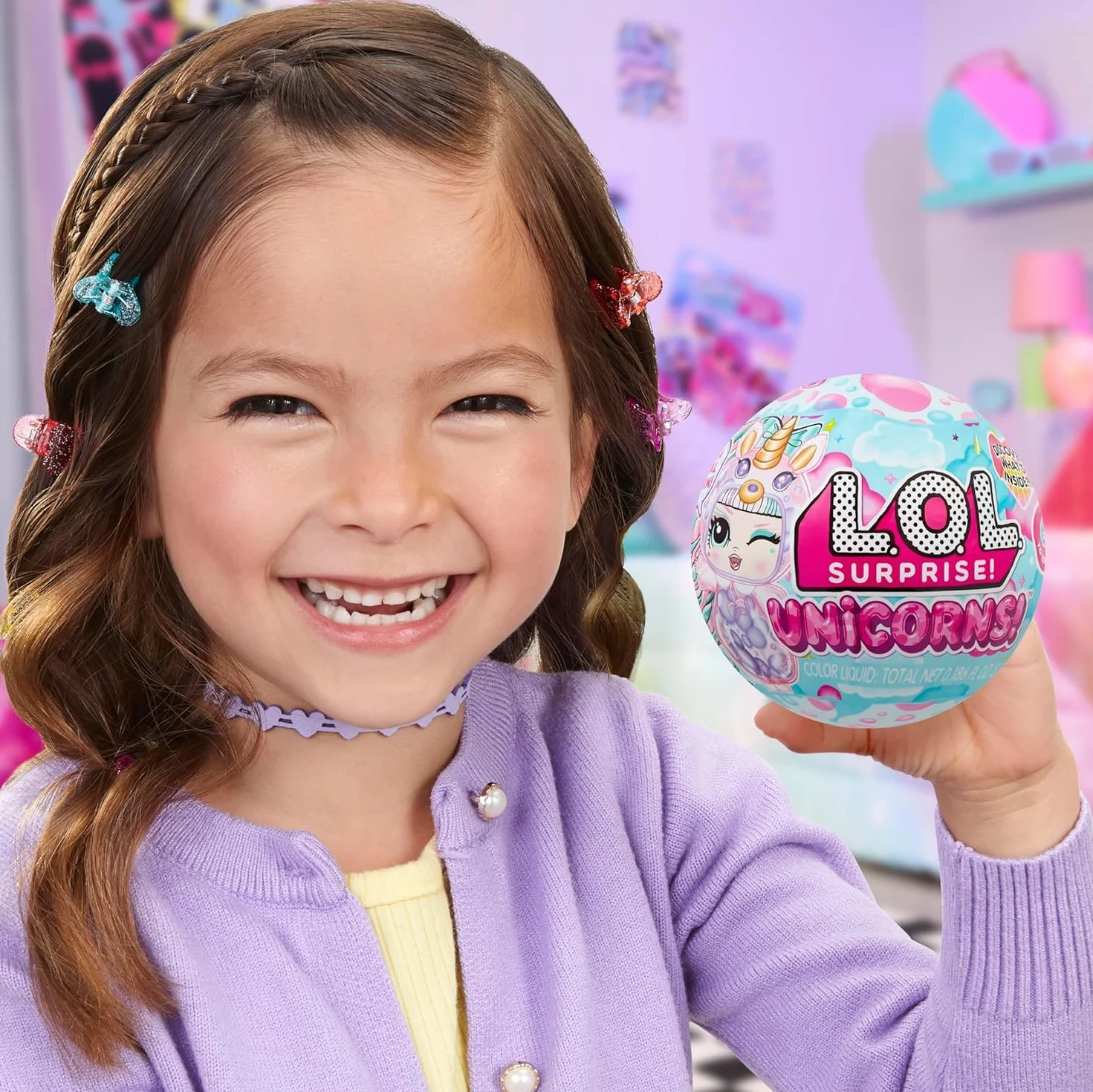L.O.L. Surprise! Unicorns Tots - z 1 lalką z lampą lawową i przezroczystymi funkcjami, pudełko niespodzianka, 8 lalek do zebrania, zawiera 2 kolorowe mikstury, dla dzieci w wieku 4+