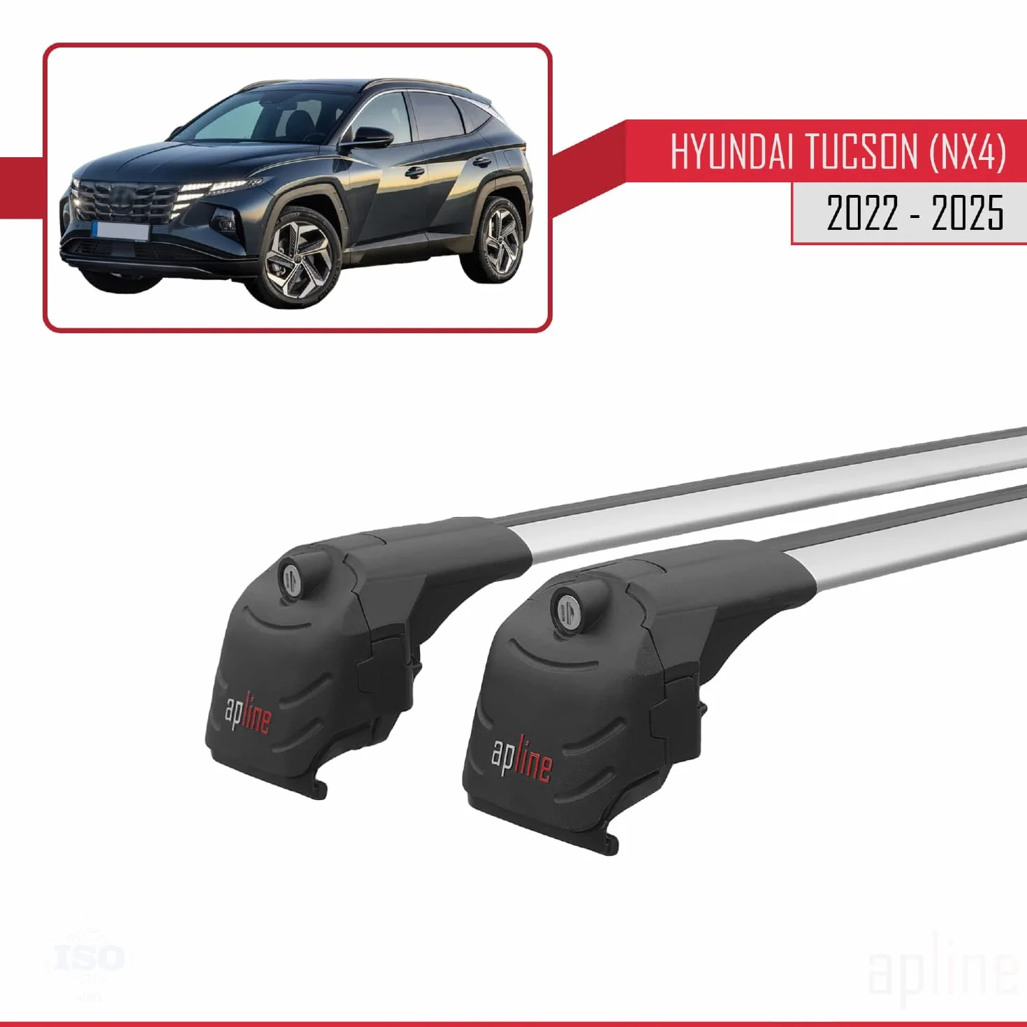 Relingträger Dachträger Hyundai Tucson 4 NX4 2022-2025 Aluminium Szary 2 pręty