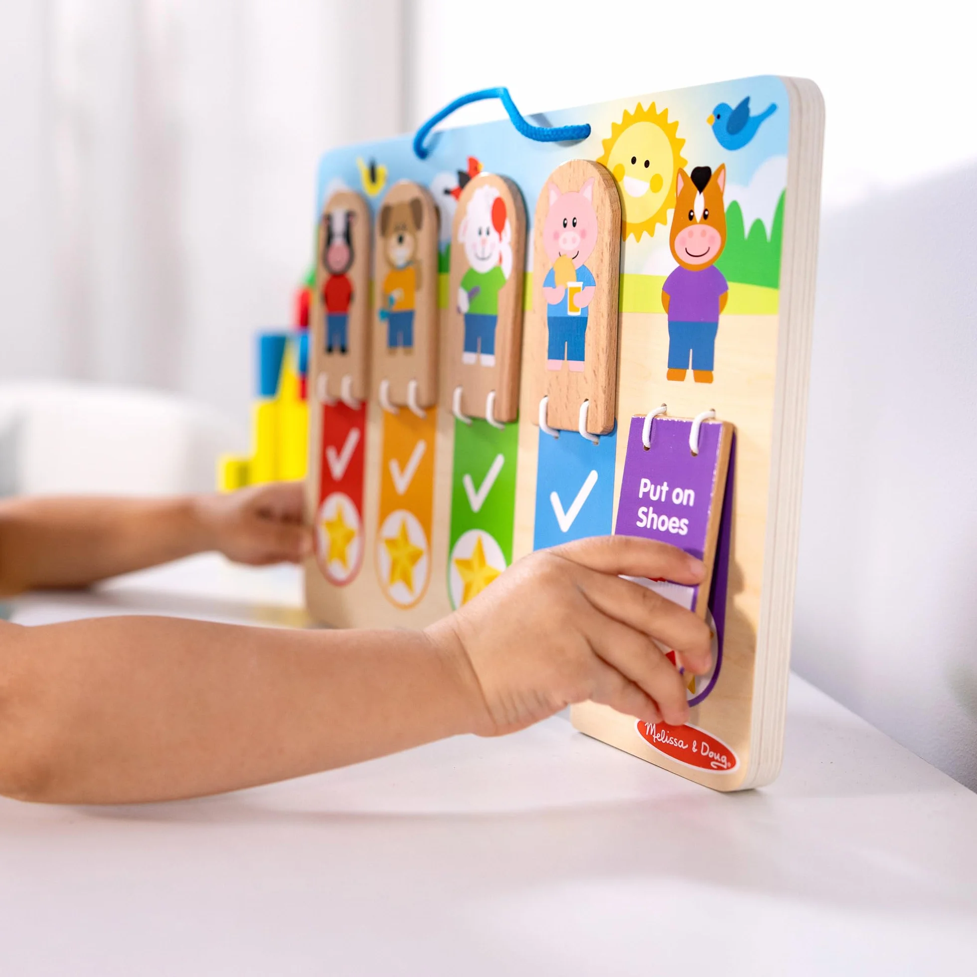 Melissa & Doug Drewniana tabela moich codziennych rutyn dnia i nocy dla chłopców i dziewcząt 3+