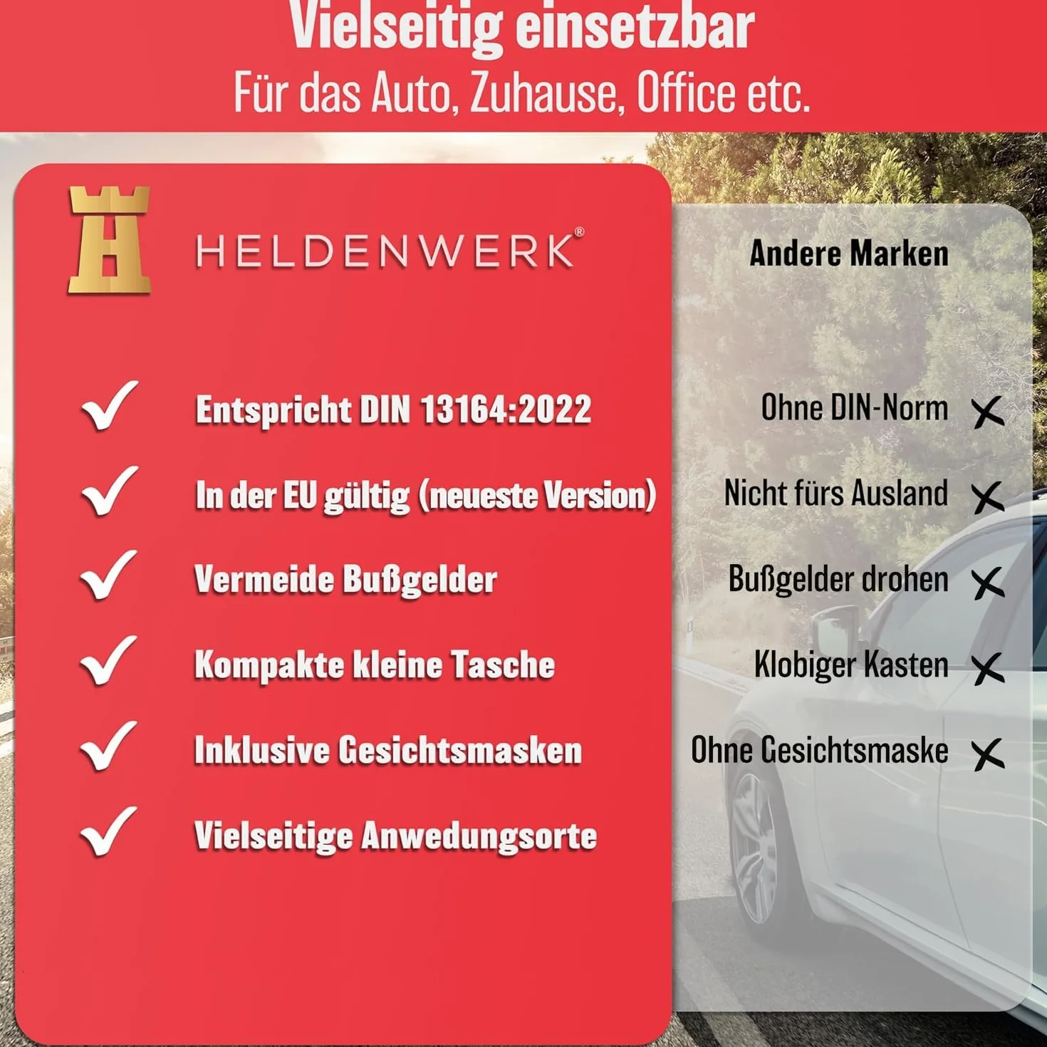HELDENWERK Apteczka samochodowa DIN 13164:2022 zestaw pierwszej pomocy