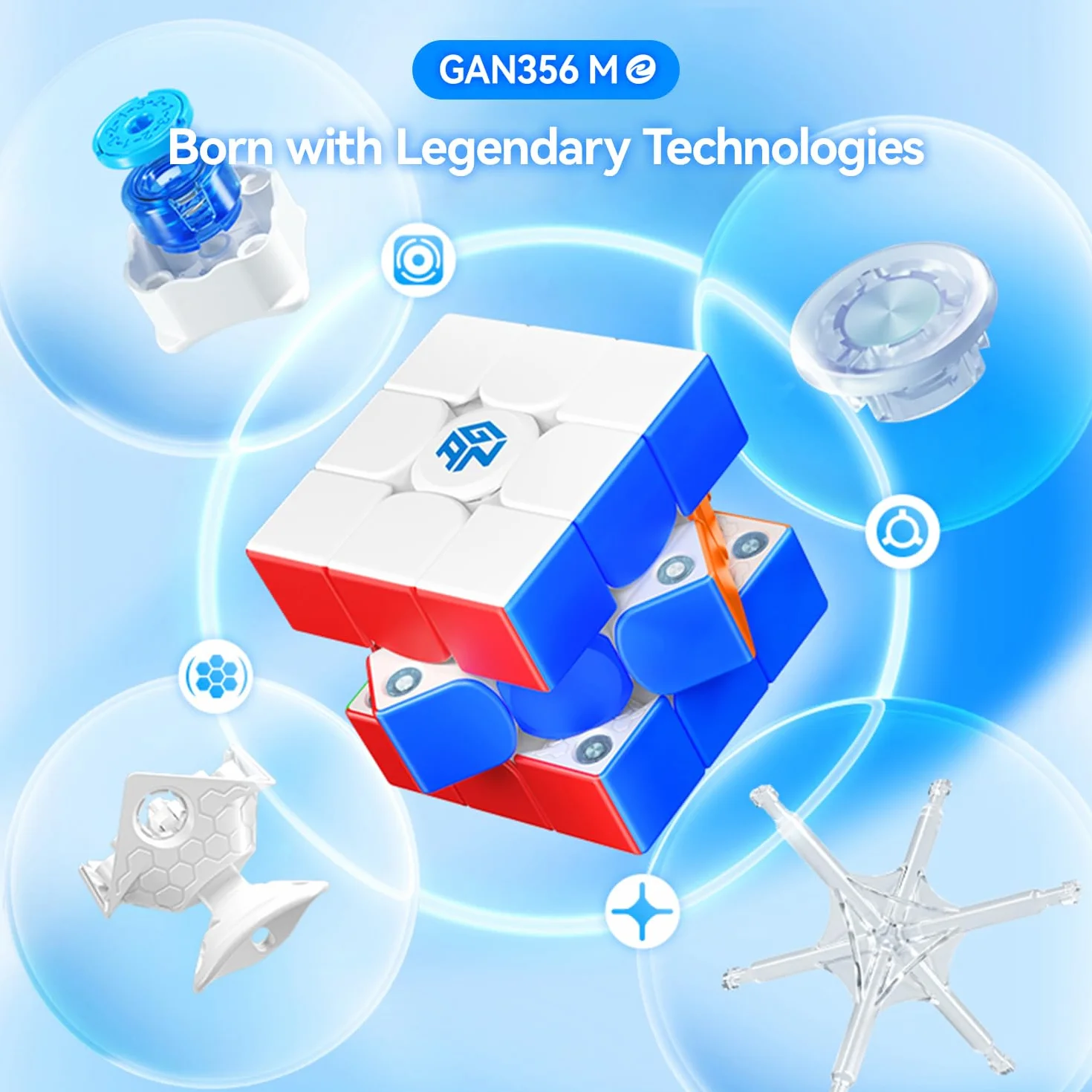 GAN356 M E, Magnetyczna Kostka 3x3 bez Naklejek, Wersja Ulepszona