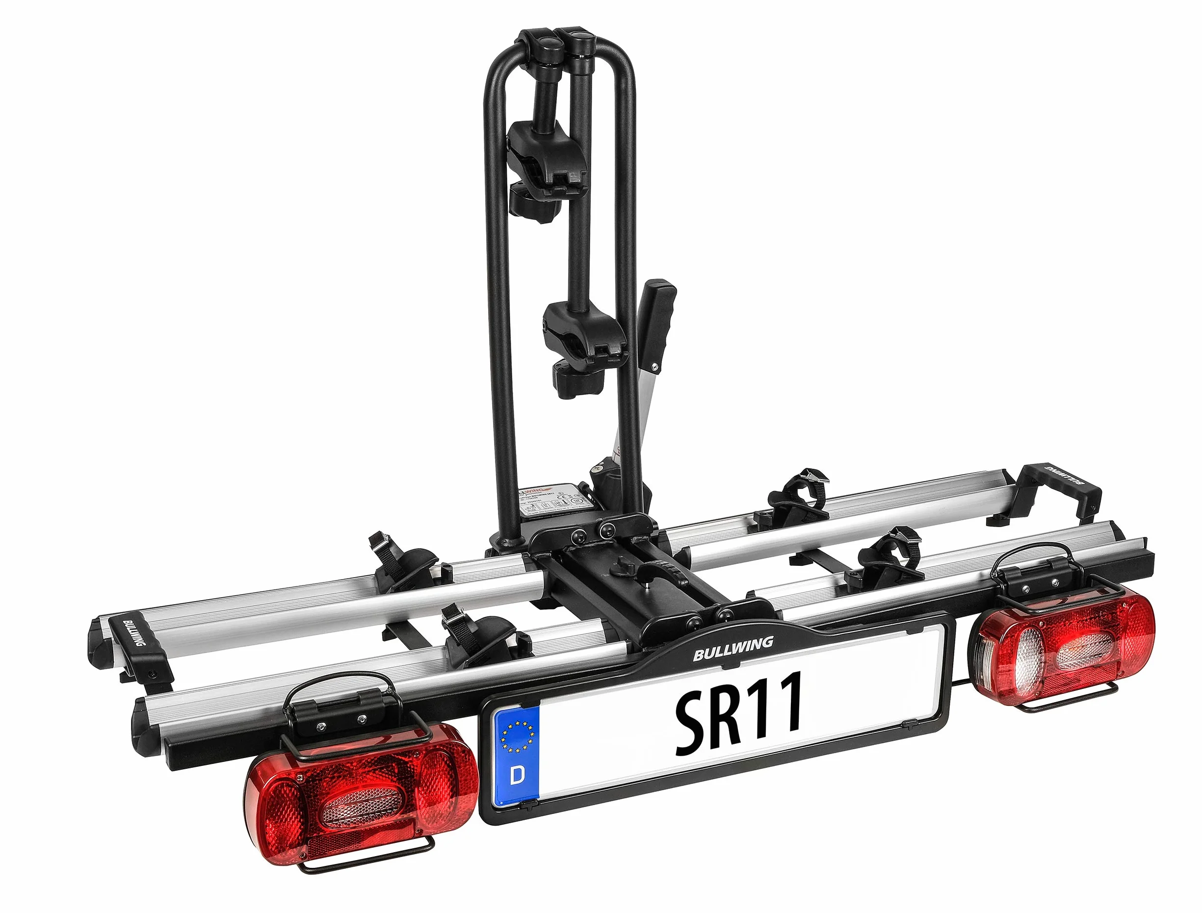 Bullwing SR11 bagażnik rowerowy na hak holowniczy, odpowiedni dla e-bike, 2 rowery, składany