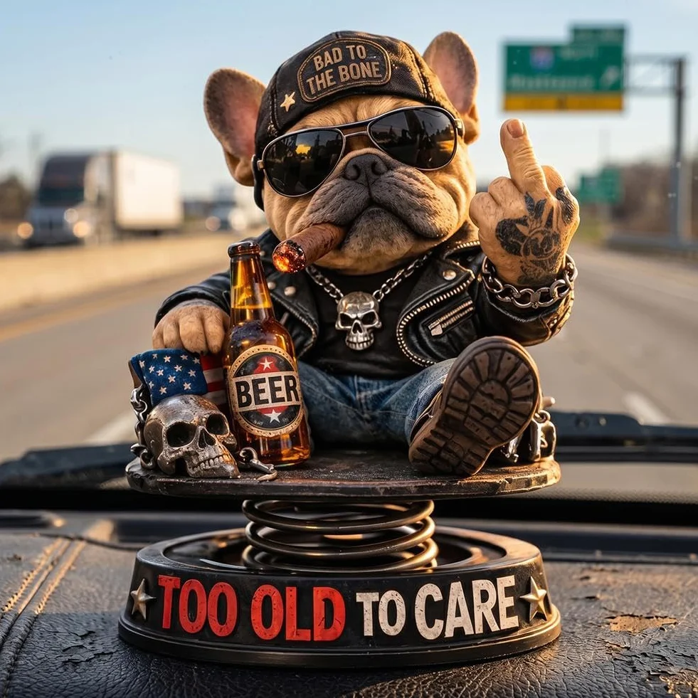 Bobblehead Bulldog na Deskę Rozdzielczą - Figurka z Żywicy, Potrząsająca Głową Psa Ozdoba Samochodowa