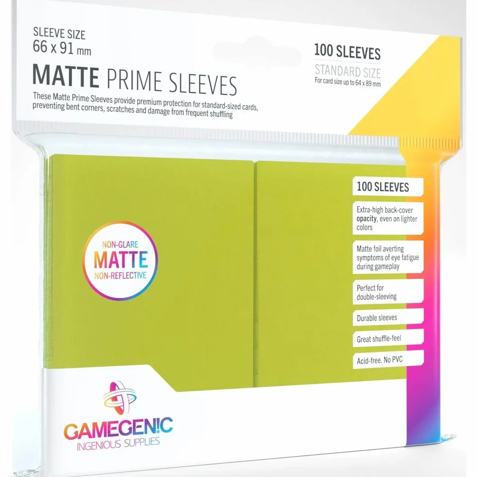 Gamegenic GGS11034ML Matte Prime Sleeves (100-Pack), Lime