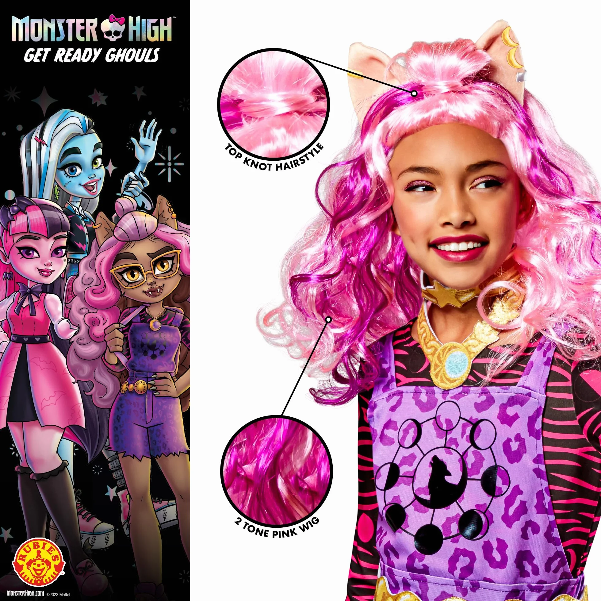 Rubies Oficjalna peruka Monster High Clawdeen Wolf dla dzieci, fantazyjne akcesoria do kostiumu, Halloween, Halloween