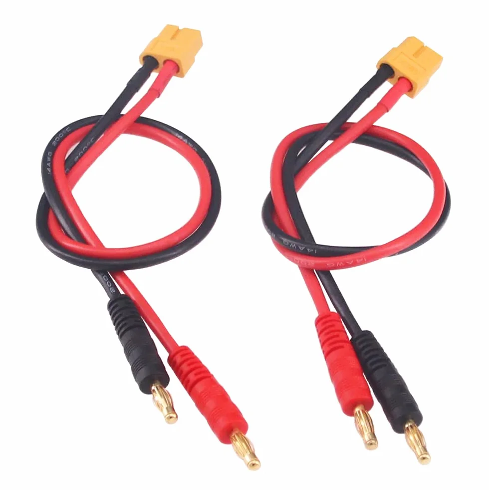 2 szt. żeński XT60 do 4.0 wtyczka bananowa RC kabel do ładowania akumulatora 14 AWG przewód silikonowy 30 cm 30 cm (2 sztuki)