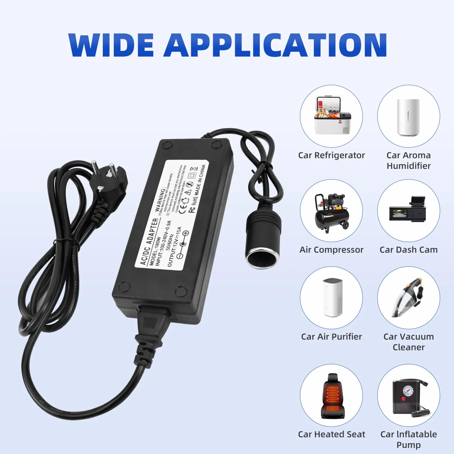 Przetwornica napięcia 230 V na 12 V 180 W 15 A adapter samochodowy do gniazda zapalniczki AC na DC
