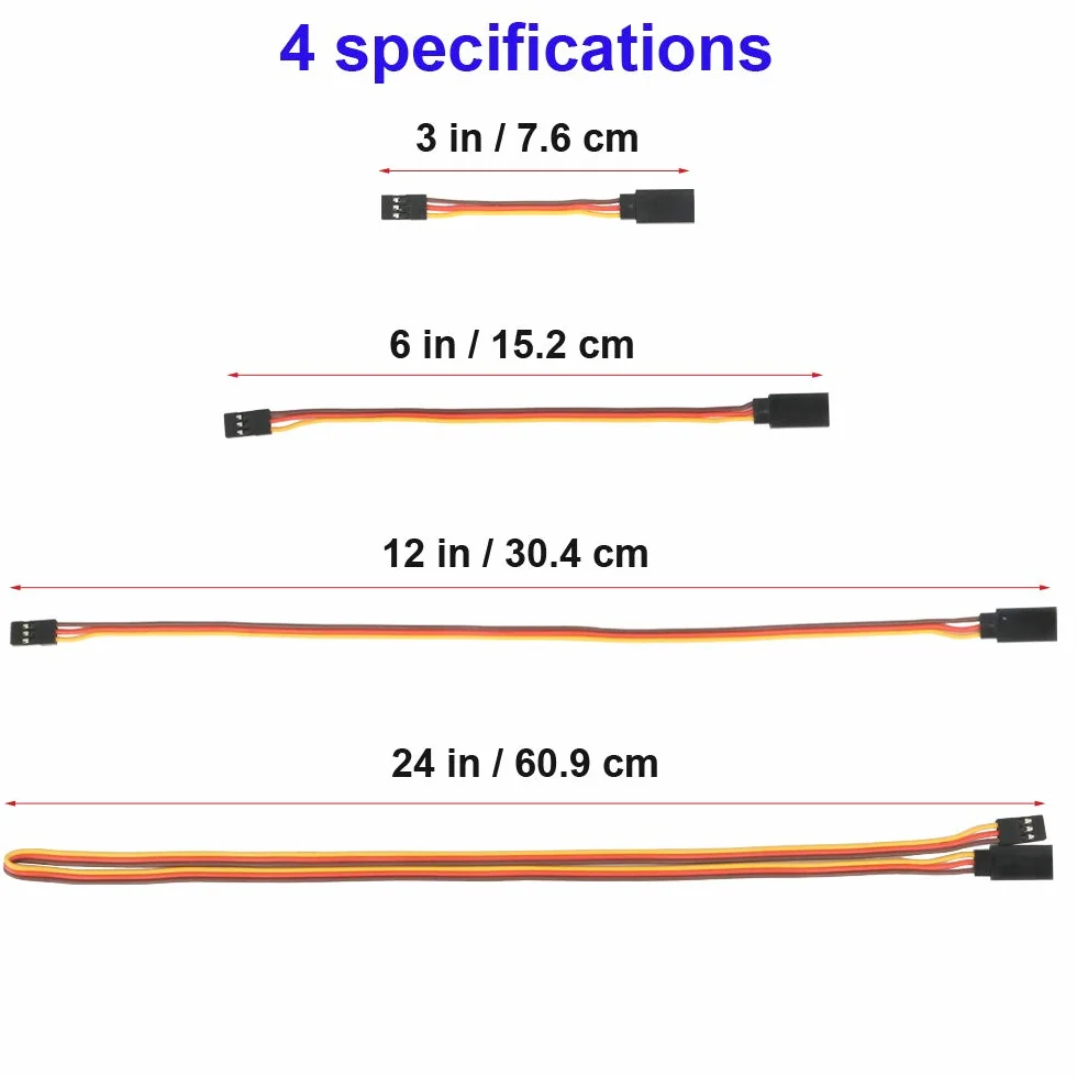 GTIWUNG 3" 6" 12" 24" RC Servo Verlängerungskabel, JR Servoverlängerung, Servokabel, JR Stecker Verlängerung, Servo Extension Cable 22AWG 60 Kerne Kabel Futaba für Fernbedienung Flugzeuge