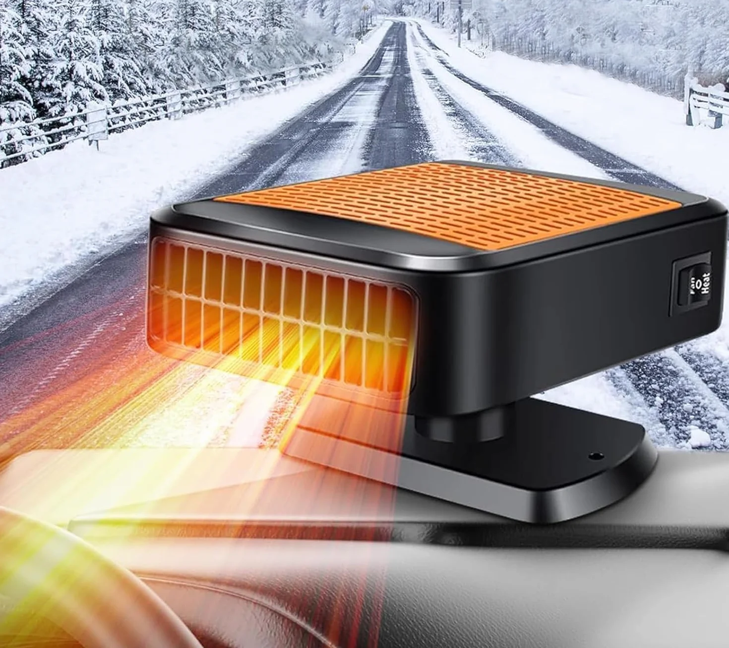 Przenośny wentylator grzejnika samochodowego, odmrażacz osuszacz 200 W, szybkie nagrzewanie, suszarka chłodząca 2 w 1, wentylator grzewczy obracany o 360°, podłączany do zapalniczki
