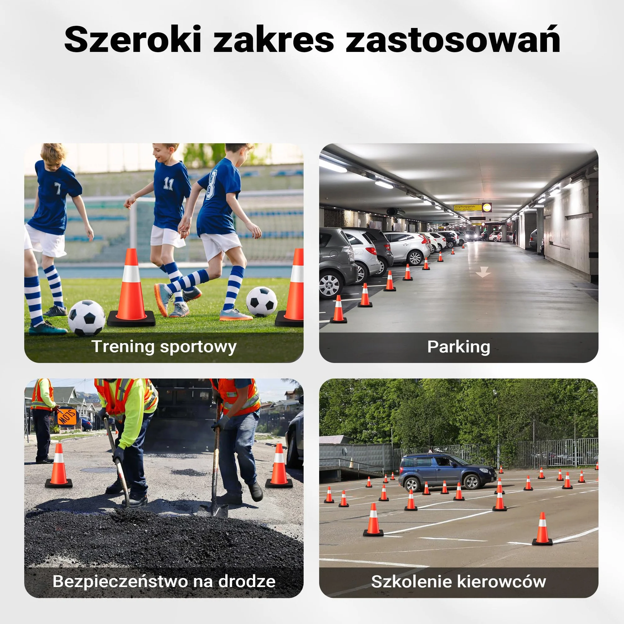 Wiltec Pachołek drogowy 45 cm pomarańczowy odblaskowy stożek ostrzegawczy PVC guma