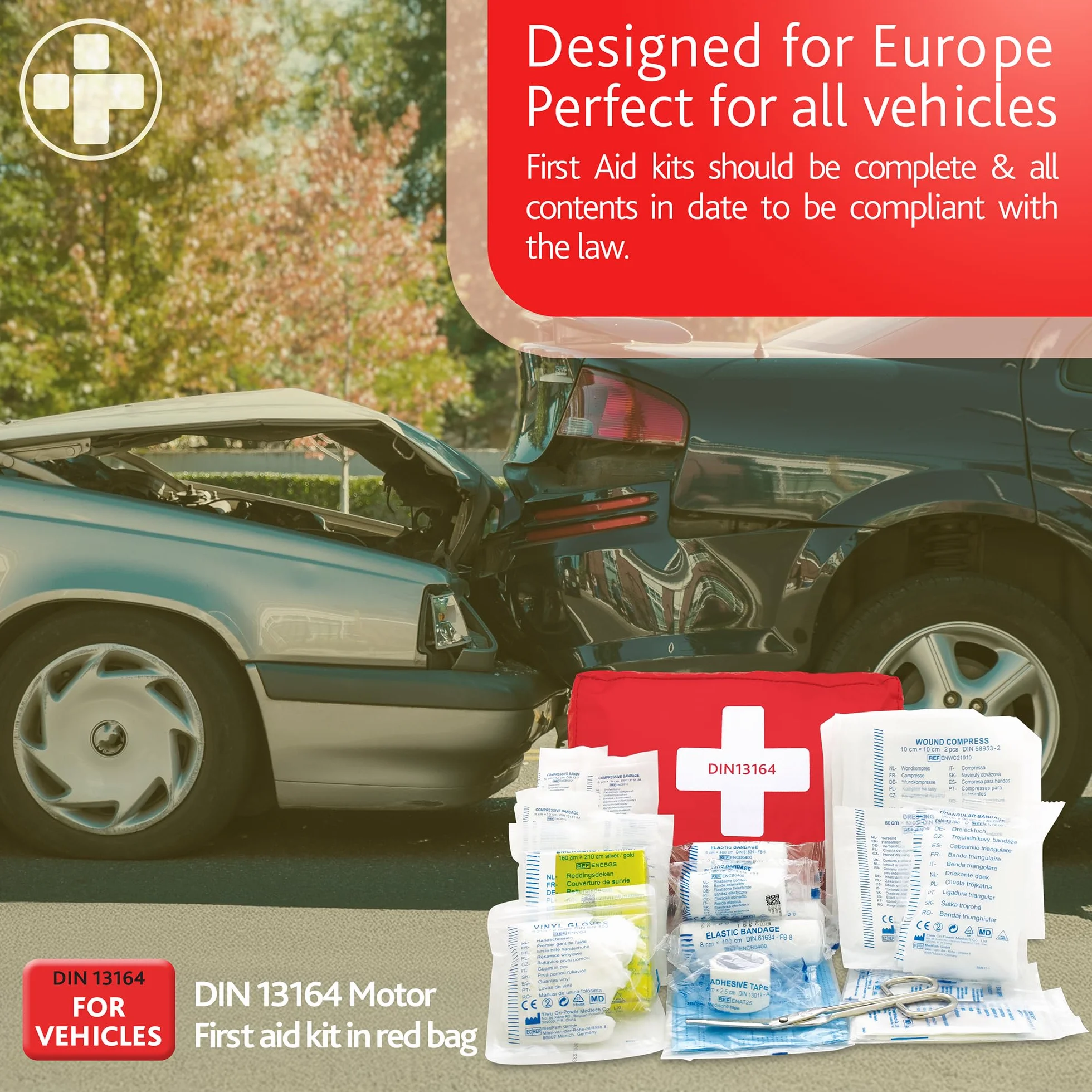 Reliance Medical Zestaw pierwszej pomocy DIN 13164 23-częściowy czerwona torba