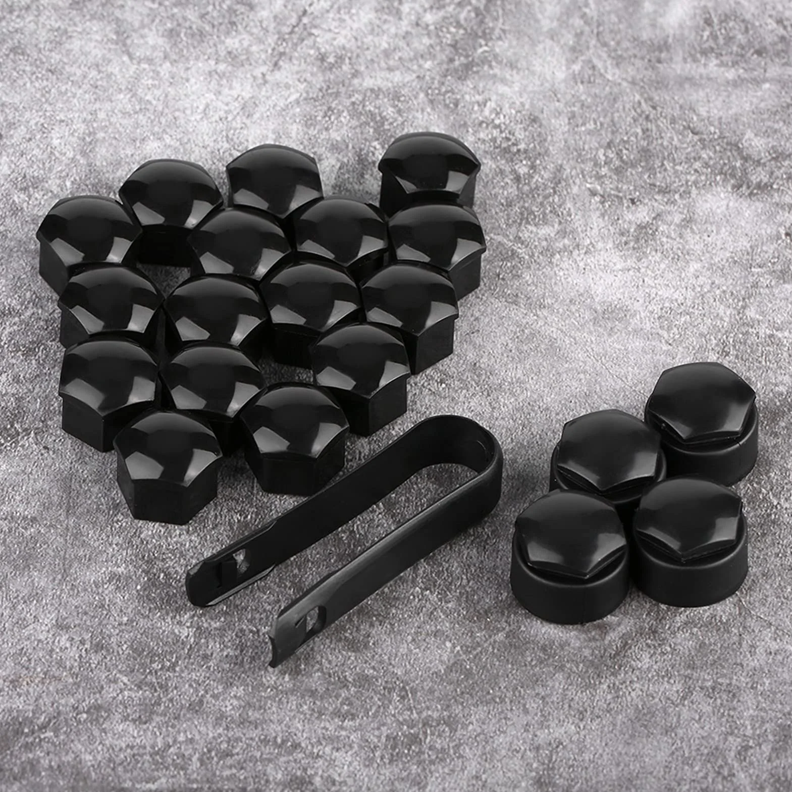 17mm Czarny Połysk Nakrętki Nakrętek kół, 20 szt. 17mm Nakrętka Koła Samochodowego Piasta Samochodowa śruba Zabezpieczająca Przed kradzieżą Zaślepka Czarna (Czarny)