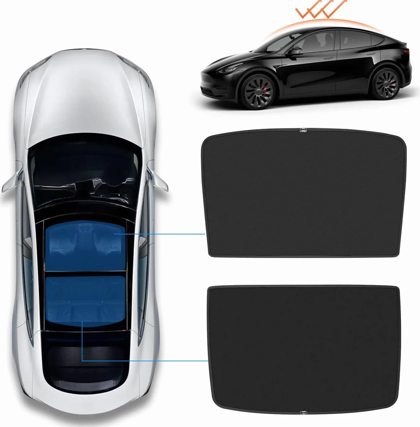 Topfit Osłona przeciwsłoneczna dla Tesla Model Y izolacja do okien dachowych, ochrona przed promieniowaniem UV ochrona przed słońcem do Tesla Model Y Heat Blocking żaluzji (lakierowana na srebrno)