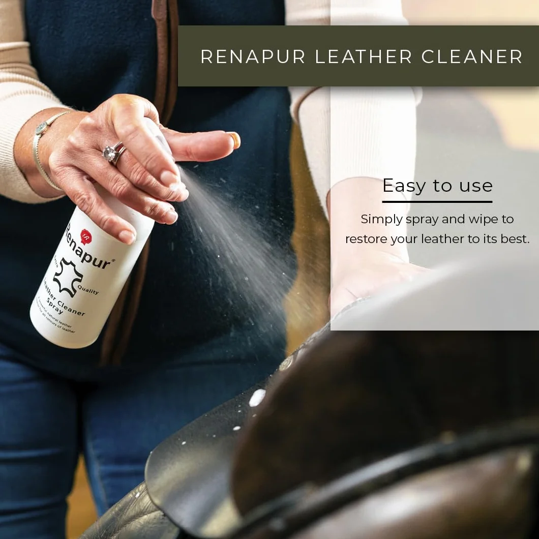 Renapur Naturalny spray do czyszczenia skóry (250 ml) - formuła głębokiego czyszczenia wszystkich skór, w tym sof, wnętrz samochodowych, butów, odzieży, siodełek