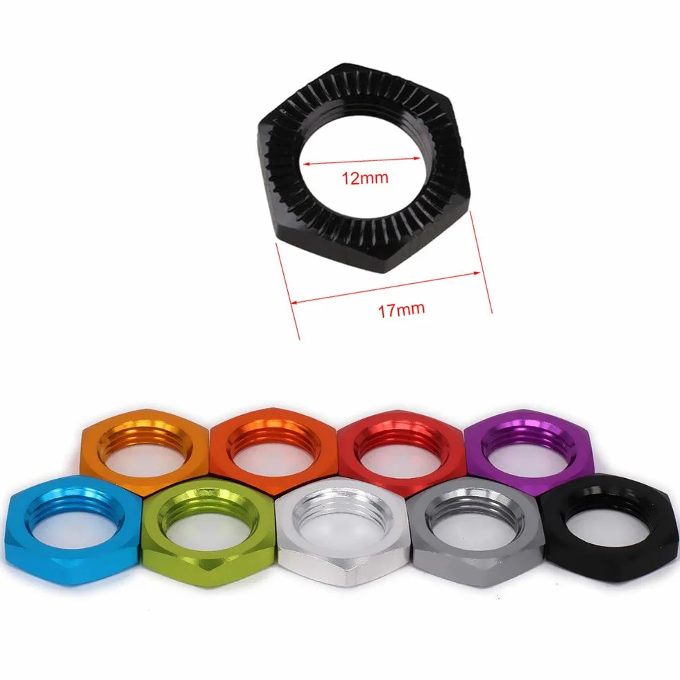 KEEDA 4 szt. M17 17 mm stop aluminium RC koło sześciokątne nakrętka gwintu 1,0 mm do modelu samochodu 1/8 RC HSP Redcat Himoto części (czarne)
