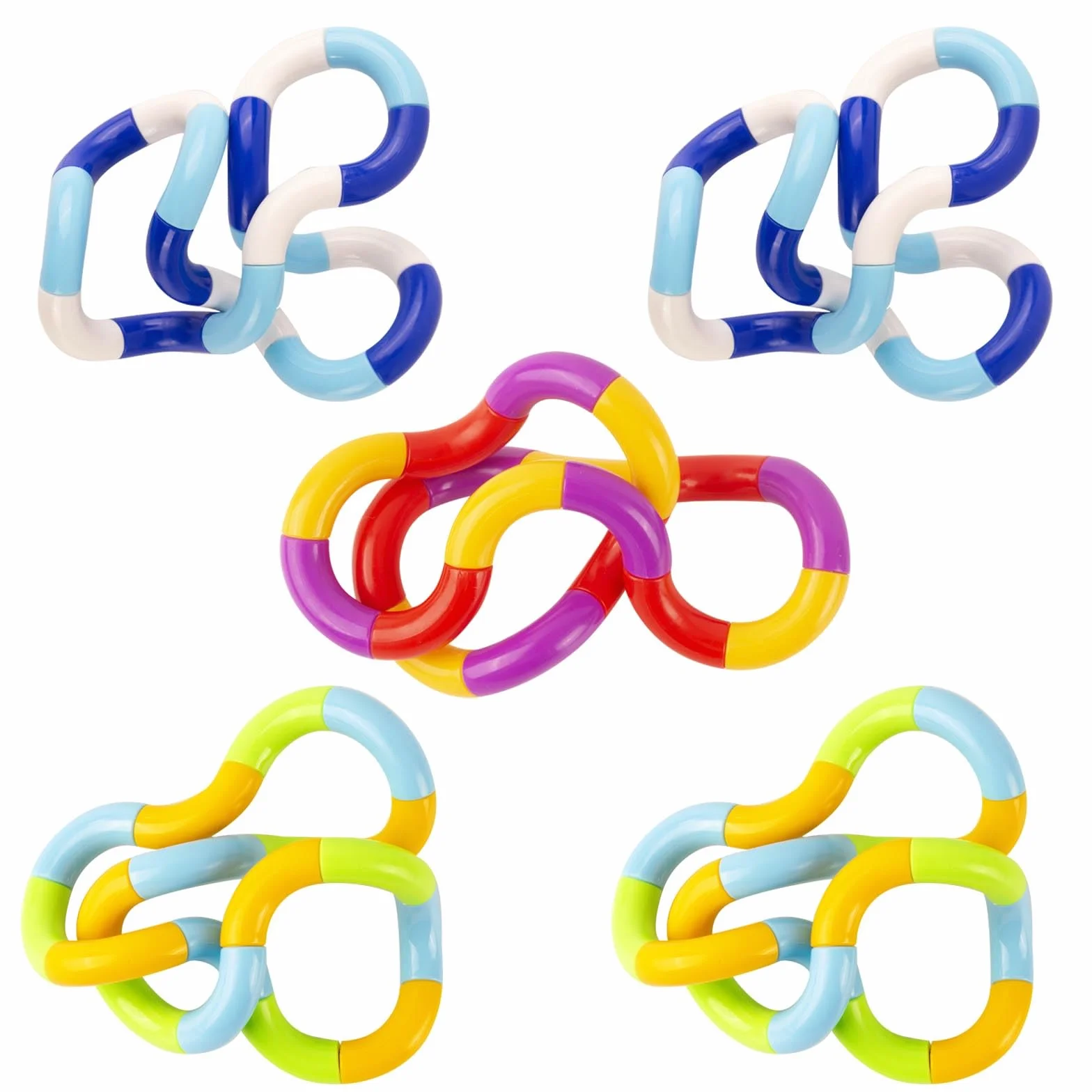 GWAWG 5 szt. Tangle Fidget Toy Twisty Toy wąż zabawki dekompresja stres ulga cicha dla dzieci i dorosłych
