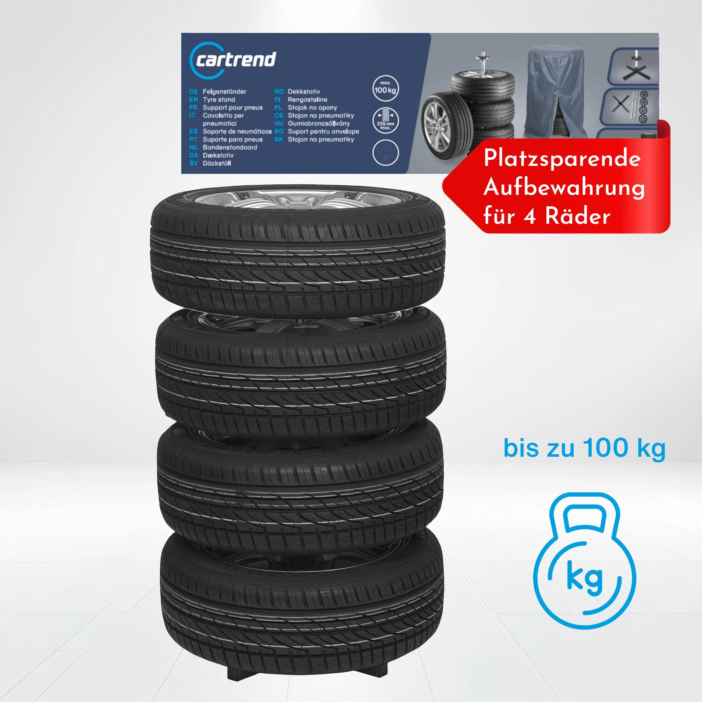 Cartrend Stojak Na Krawędź Felgi Z Ochronną Pokrywą Na Oponę Do 225 Mm