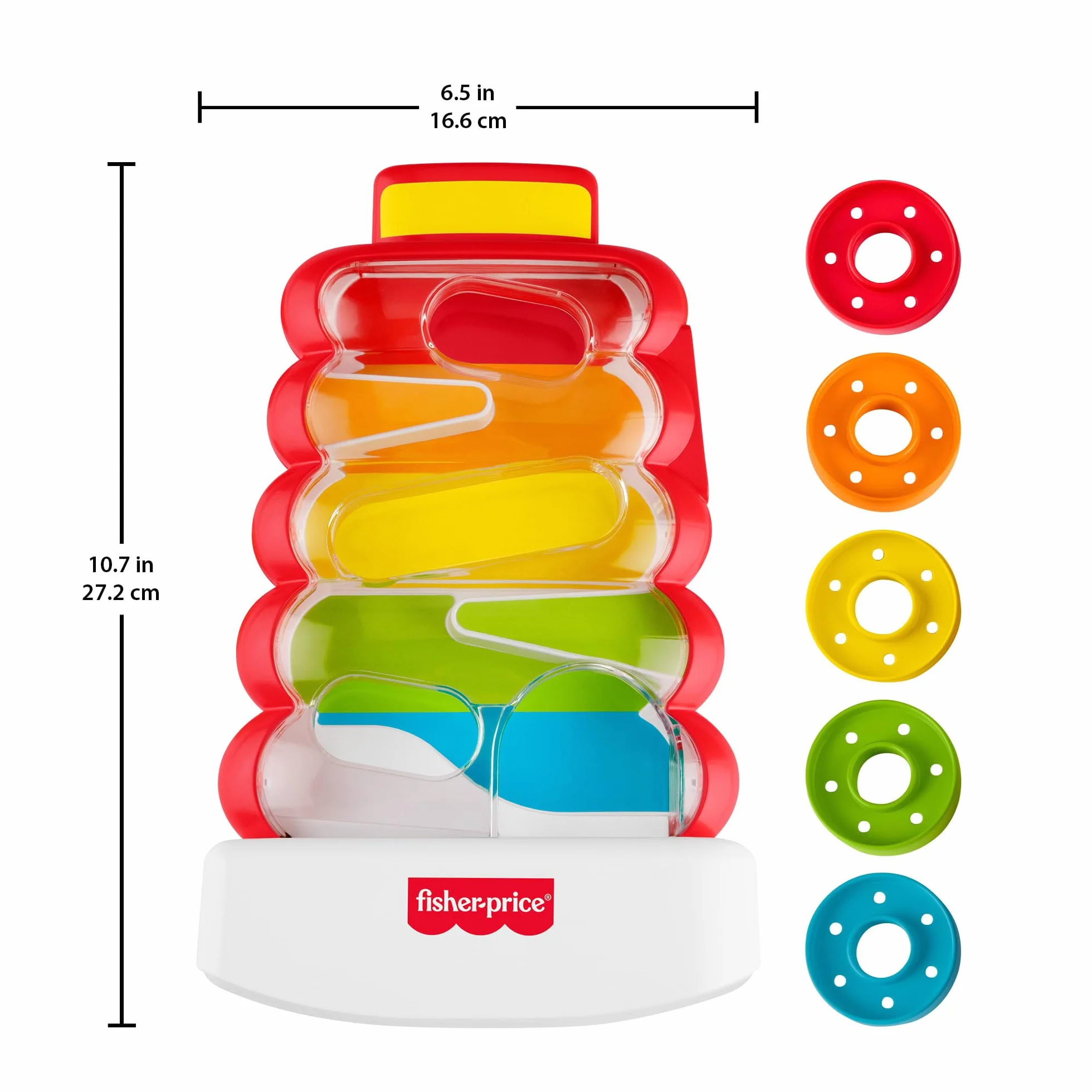 Fisher-Price Piramidka z żetonami do wrzucania, aktywizująca zabawka edukacyjna dla niemowląt 9 mies.+, JLB81