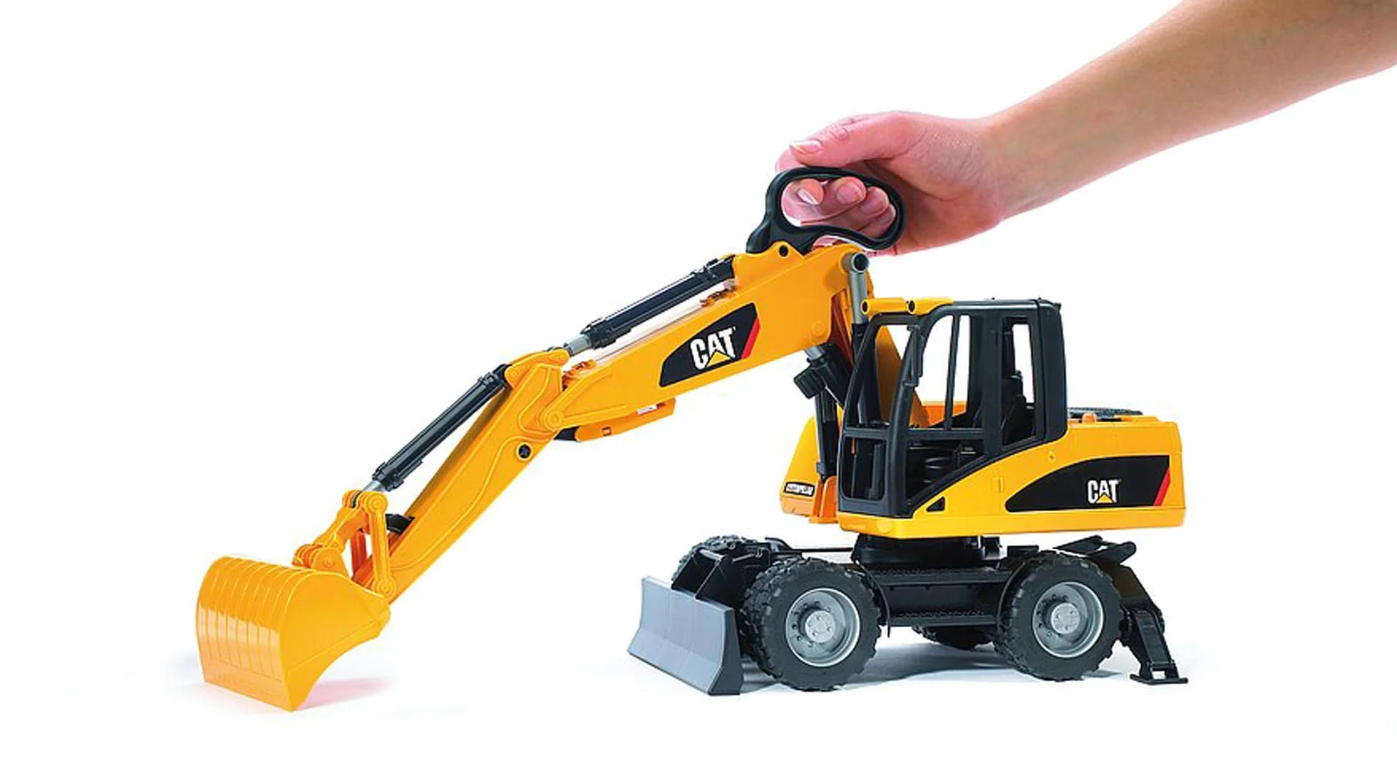 bruder 02445 - Koparka kołowa Cat - 1:16 Plac budowy, Pojazd budowlany, Koparka łyżkowa, Robotnik, Świat, Maszyna budowlana, Zabawka