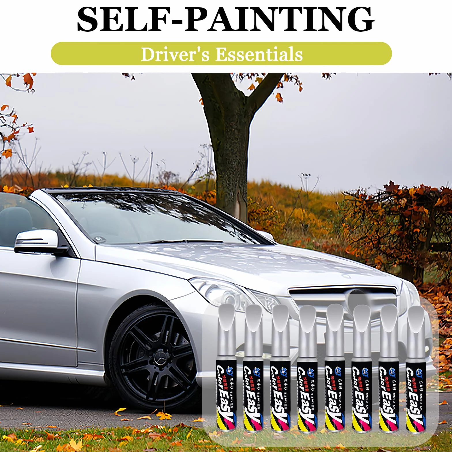 VINEST 8 sztuk pisaków do lakieru samochodowego 12 ml srebrnych metalicznych błyszczące z 2 ściereczkami nano Sparkle