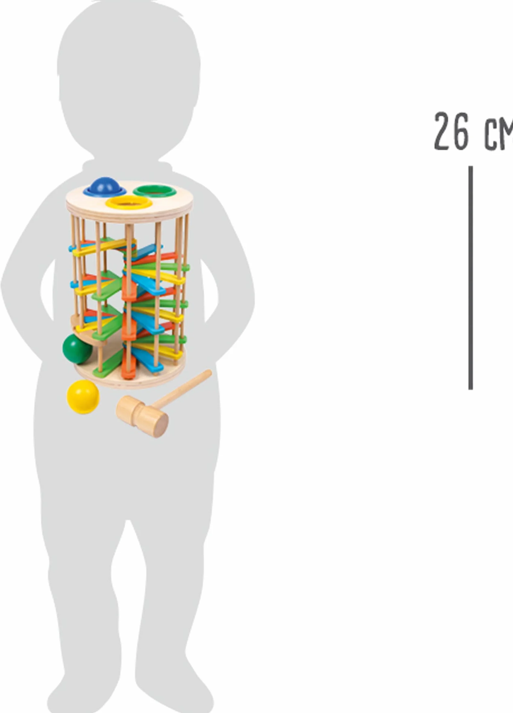 small foot 6569 wieża z kulkami XL wykonana z drewna, zabawna gra z trzema kulkami i młotkiem, od 12 miesięcy, 6569
