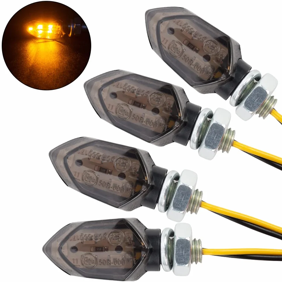Kierunkowskazy motocyklowe ECE R50 12V IP65 M8 bursztynowe
