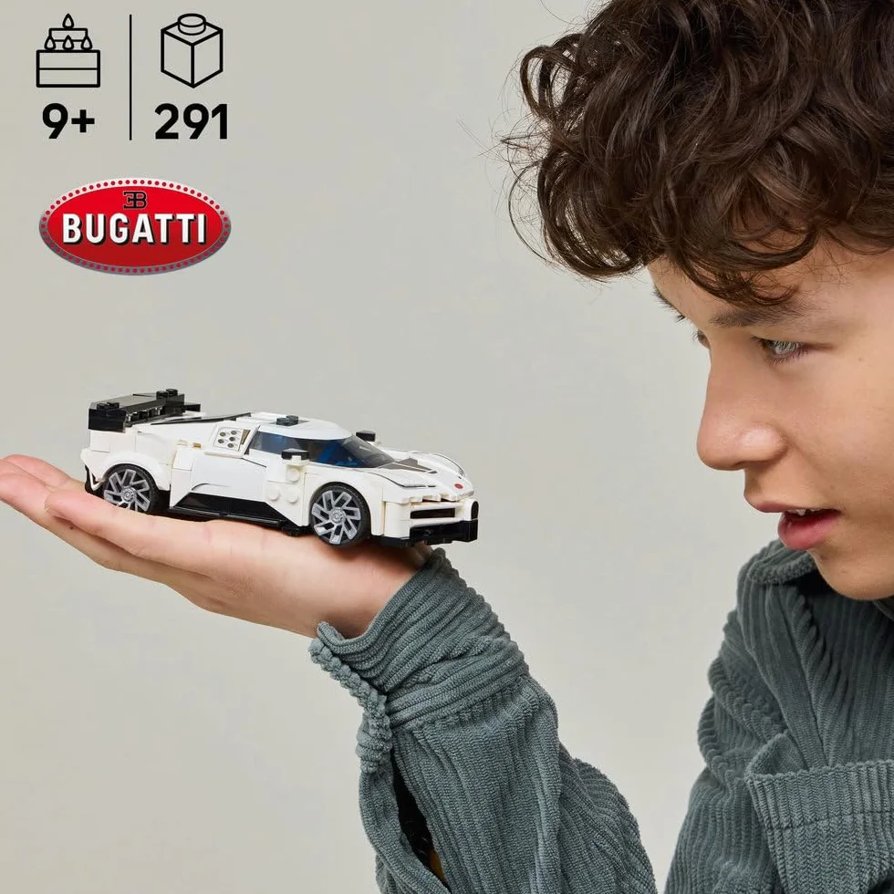 LEGO Speed Champions Hipersamochód Bugatti Centodieci, samochód dla dziewczynki i chłopca z jedną minifigurką, pomysł na prezent dla 9-latków i fanów motoryzacji i modeli kolekcjonerskich 77240