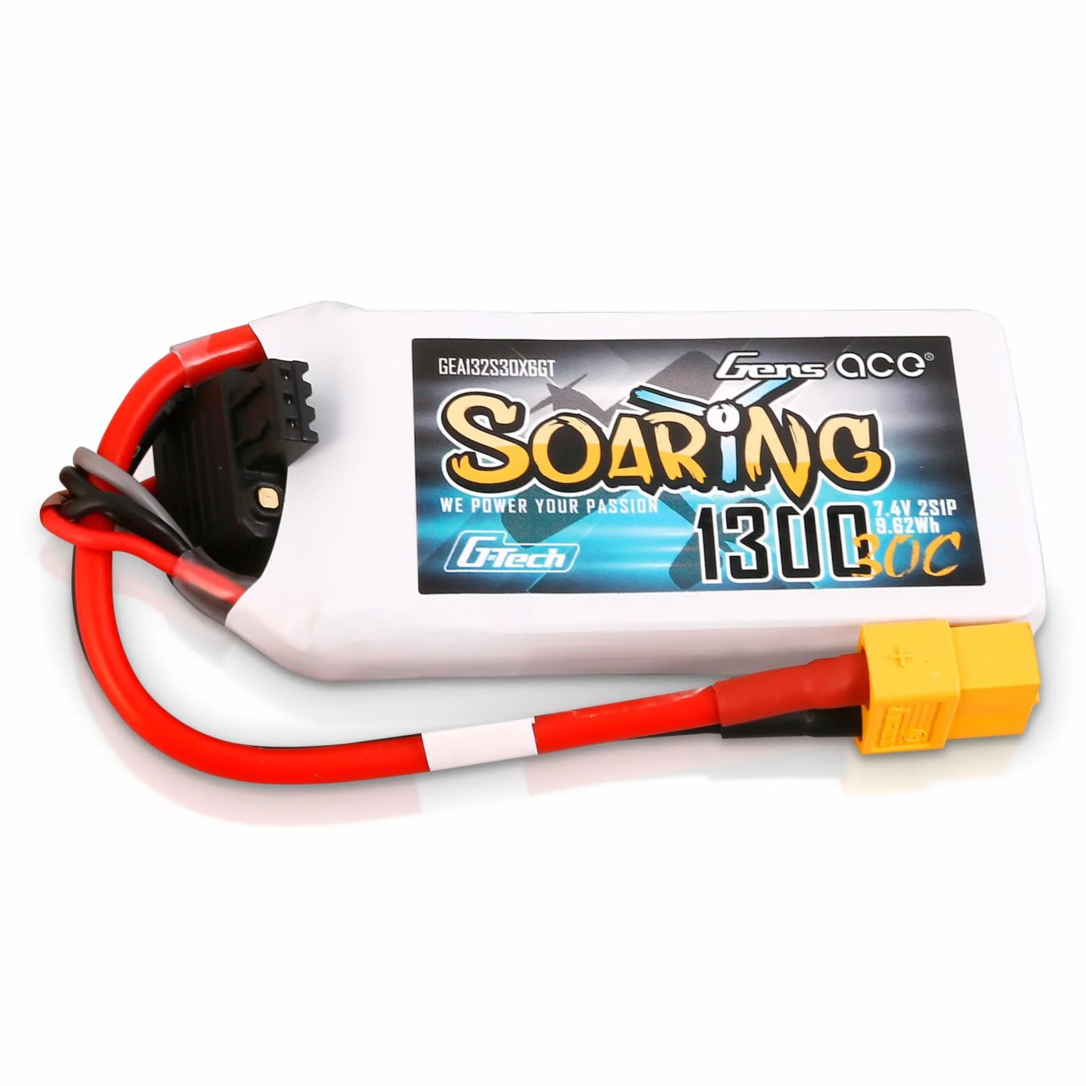 Gens ace 2S bateria Lipo 1300mAh 30C 7.4V bateria z wtyczką XT60 do helikoptera RC samolot RC hobby zdalnie sterowana łódka RC