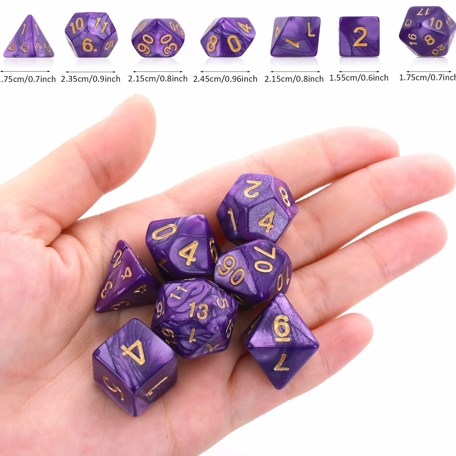 Zestaw kości Dungeon and Dragons, 7 szt., fioletowa, mgławica, kości wielościenne, RPG, gry stołowe, D&D D20, D12, D10, D8, D6, D4, fioletowe