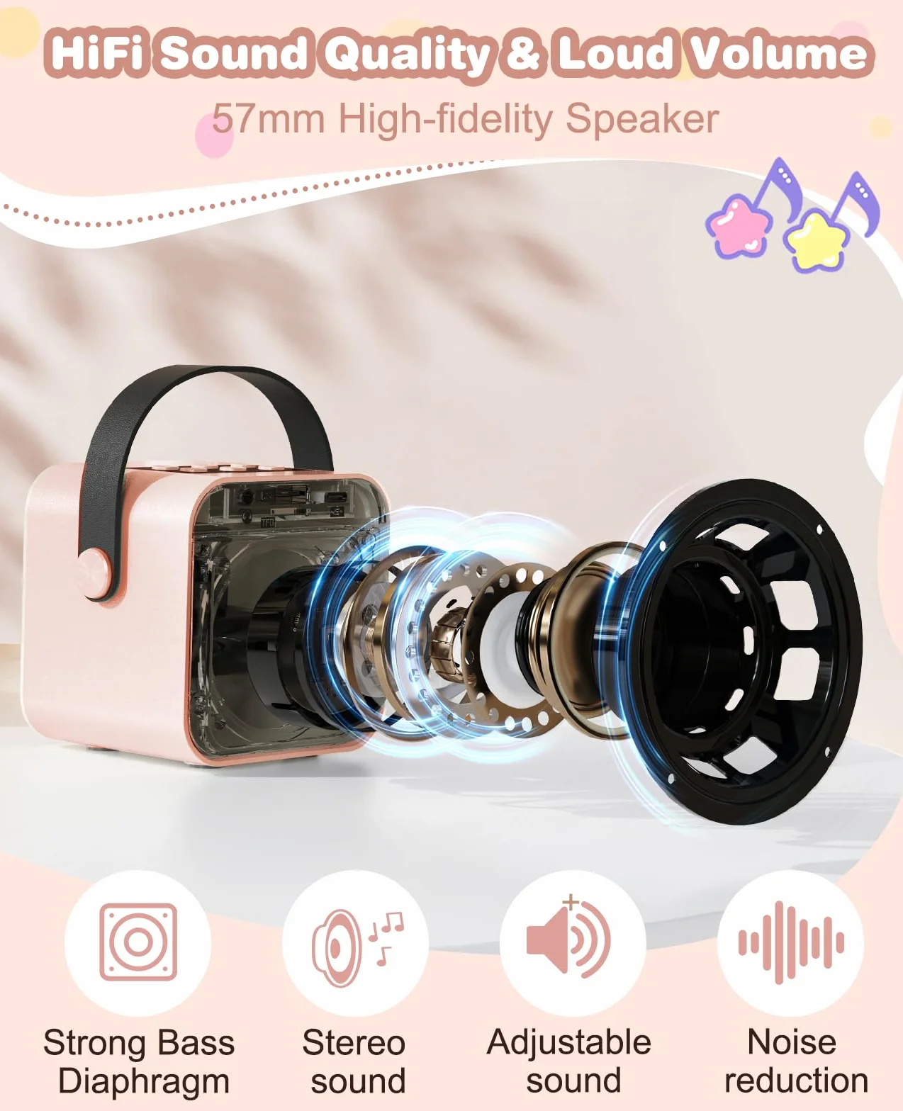 Mikrofon dla dzieci, mikrofon do karaoke z mikrofonem dla dzieci dorosłych głośnik Bluetooth z mikrofonem ze światłami LED, przenośny prezent na przyjęcie domowe prezent urodzinowy dla