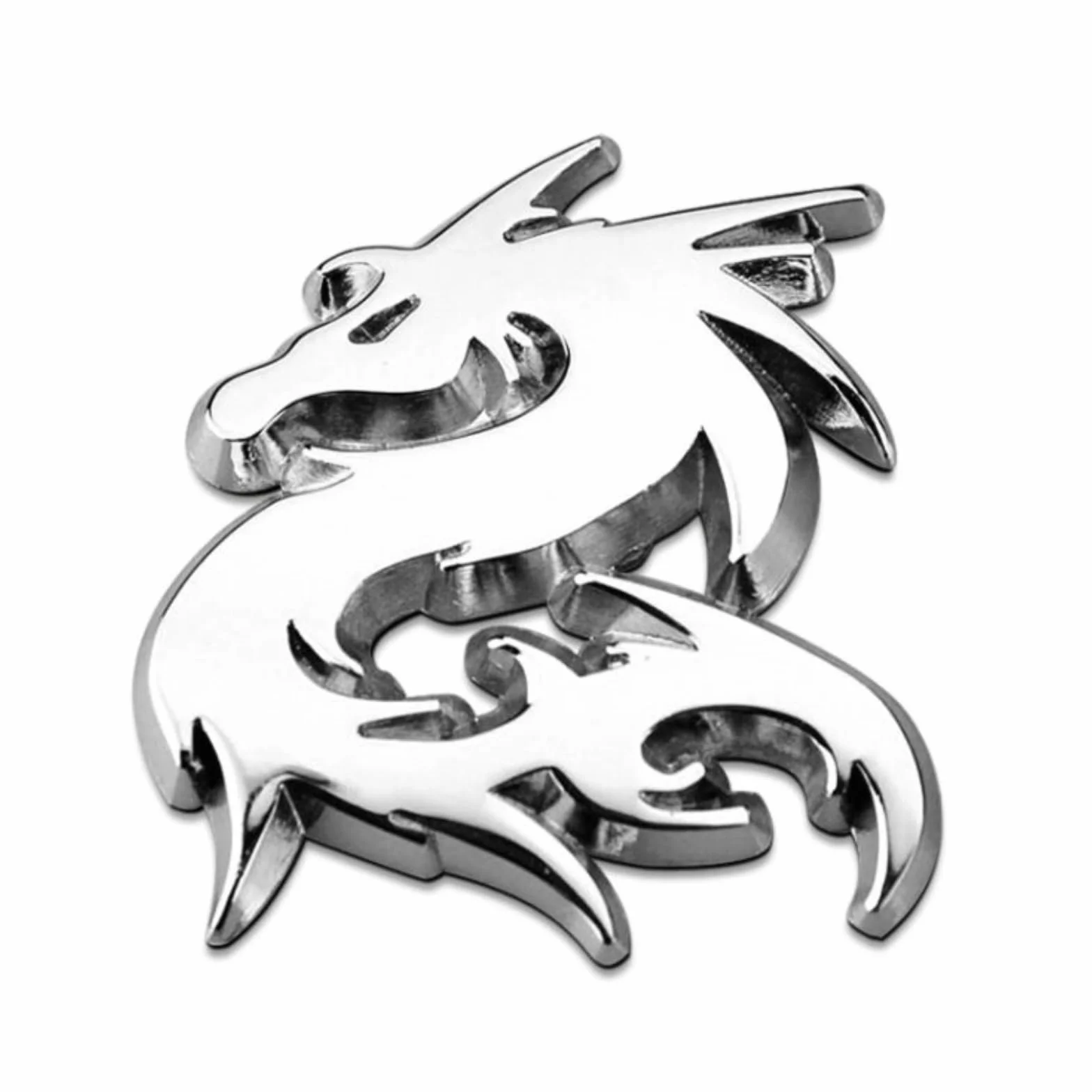 3D Naklejki Samochodowe I Ozdoby Motocyklowe Metalowy Emblemat, Smok, Srebrny