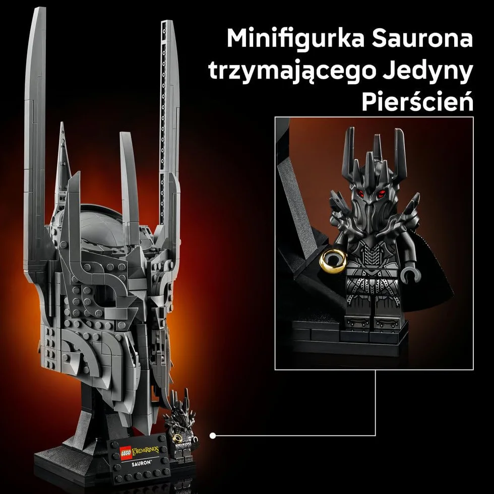LEGO Icons Władca pierścieni: Hełm Saurona, zestaw konstrukcyjny dla dorosłych, ozdoba do domu i biura, pomysł na prezent fantasy dla mężczyzny i kobiety 11373