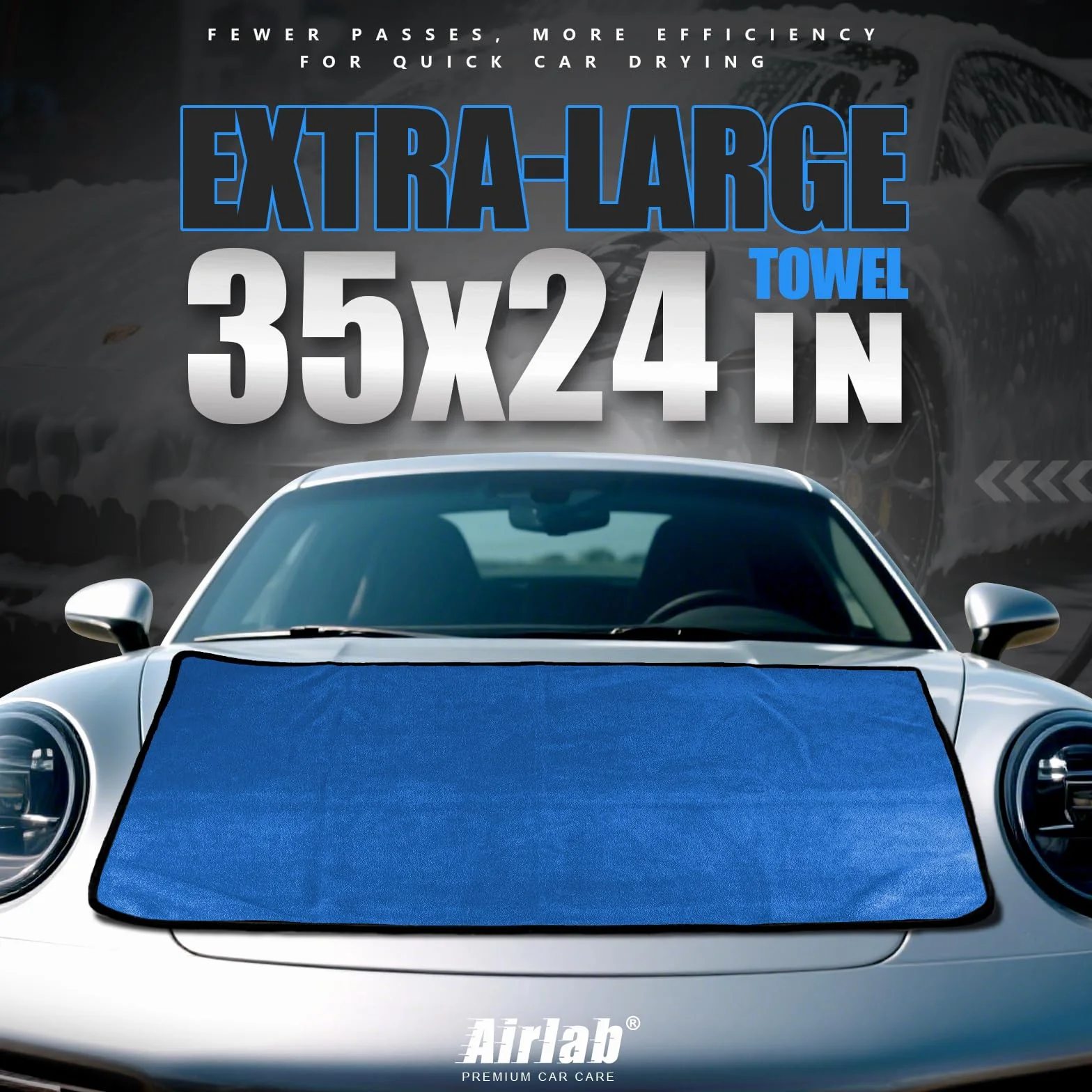 Airlab duże ściereczki z mikrofibry XXL, ściereczki samochodowe z mikrofibry 90x60cm, 500GSM ręczniki do auto detailingu, polerowania motocykli, mycia pojazdów, ultra miękkie i superchłonne
