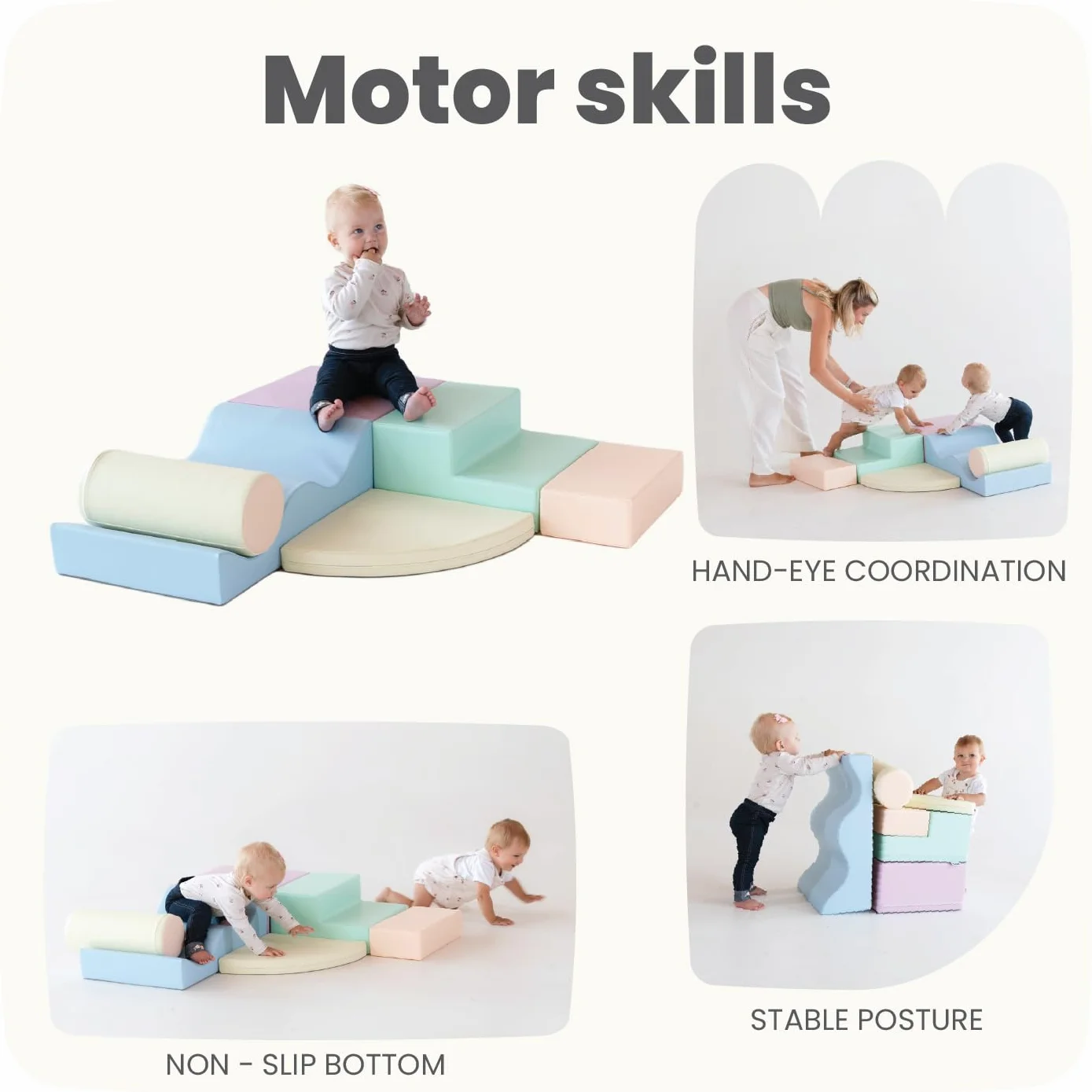 IGLU Soft Play - Miękkie Klocki Piankowe Do Zabawy I Wspinania Się - Idealne Do Raczkowania Ślizgania Budynek Się I Innych Aktywności Fizycznych - 5 kształtów XL