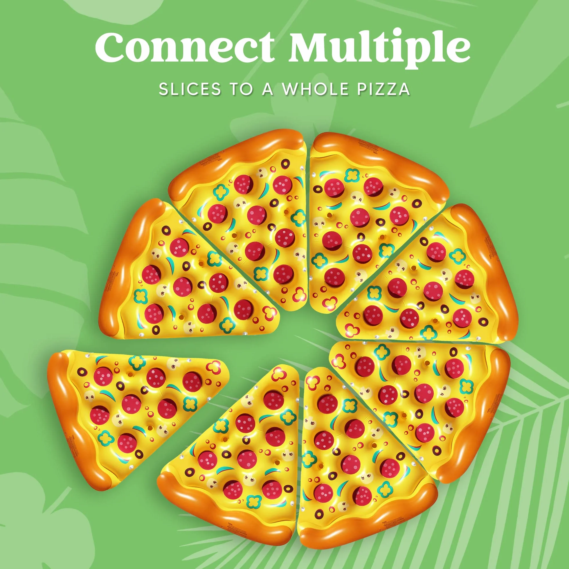 JOYIN Ogromna nadmuchiwana tratwa do pizzy, 1,8 x 1,5 m, 1,5 m, tratwa do basenu letniego (1 opakowanie), z uchwytem na kubek, zabawka do pływania