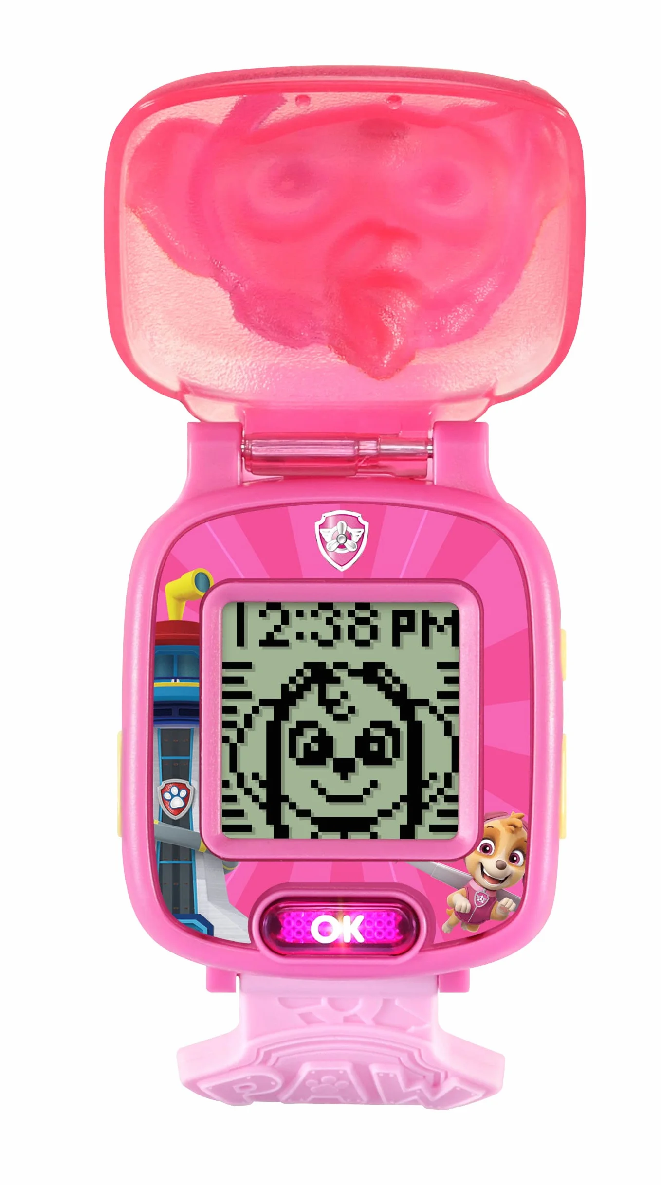 VTech PAW Patrol: Learning Watch Skye, oficjalna zabawka PAW Patrol, zegarek dla malucha ze stoperem, timerem, alarmem i grami, prezent edukacyjny dla dzieci w wieku 3, 4, 5, 6 lat, wersja angielska