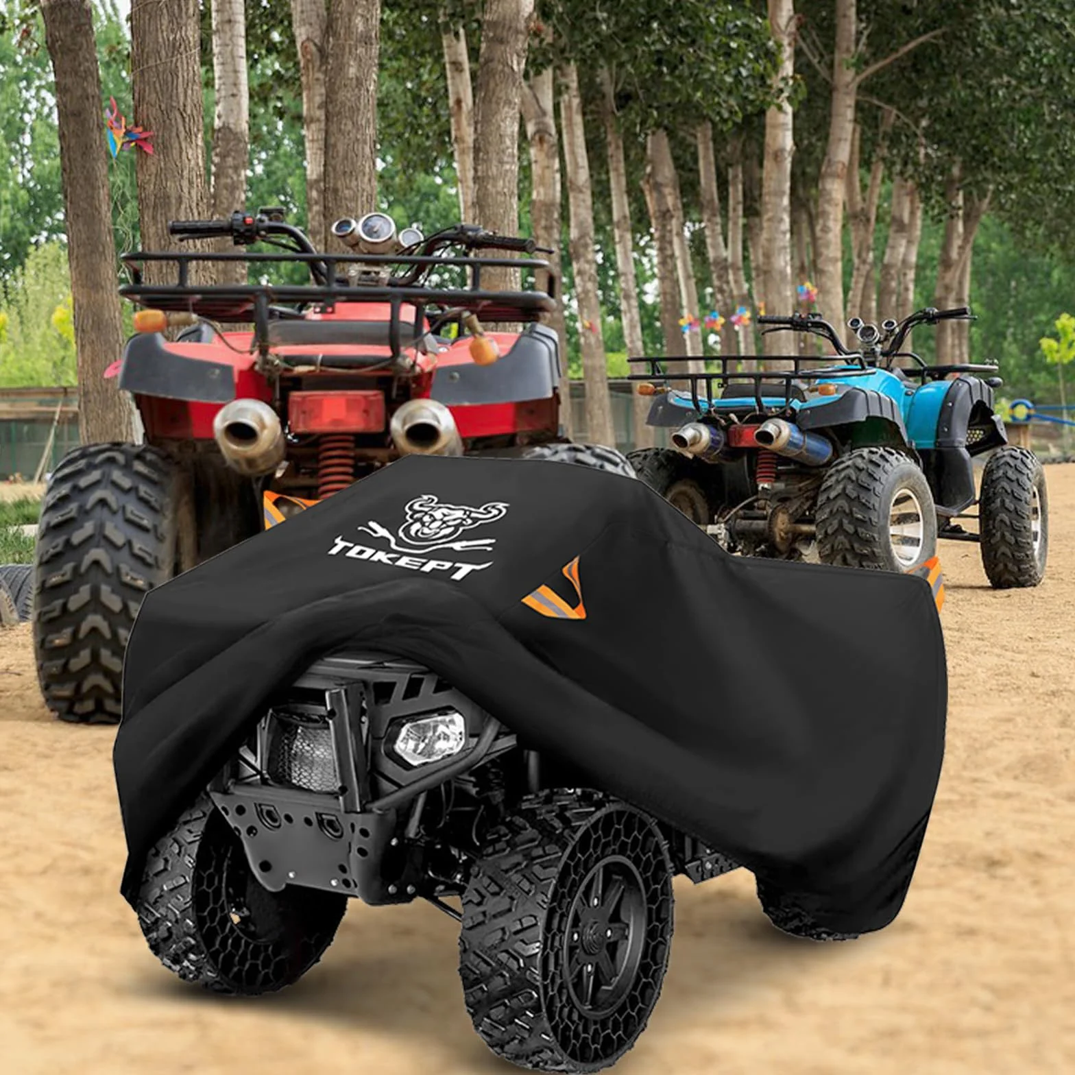 Pokrowiec na ATV, wodoodporny, wytrzymały pokrowiec na czterokołowiec i quada, całoroczny, odporny na warunki atmosferyczne i UV, do Polaris″, Kawasaki, Yamaha, Suzuki, Honda (czarny, XL)