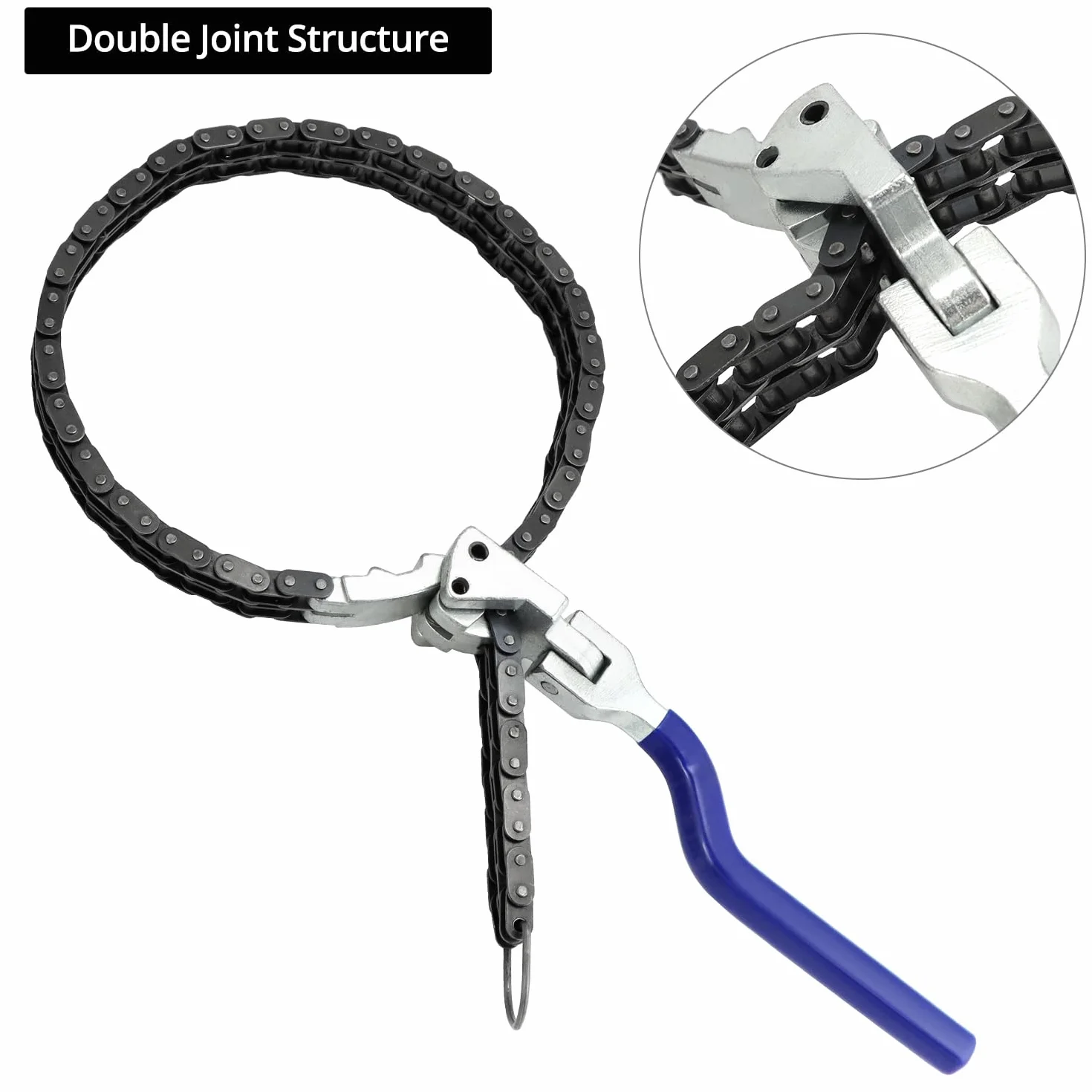QWORK Regulowany klucz do filtra oleju łańcuchowy 60 cm łańcuch duplex Ø6-19,5 cm