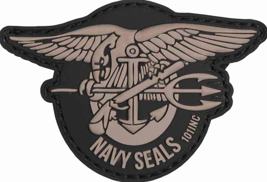 Naszywka 3D Navy Seals PVC emblemat patch rzep szara