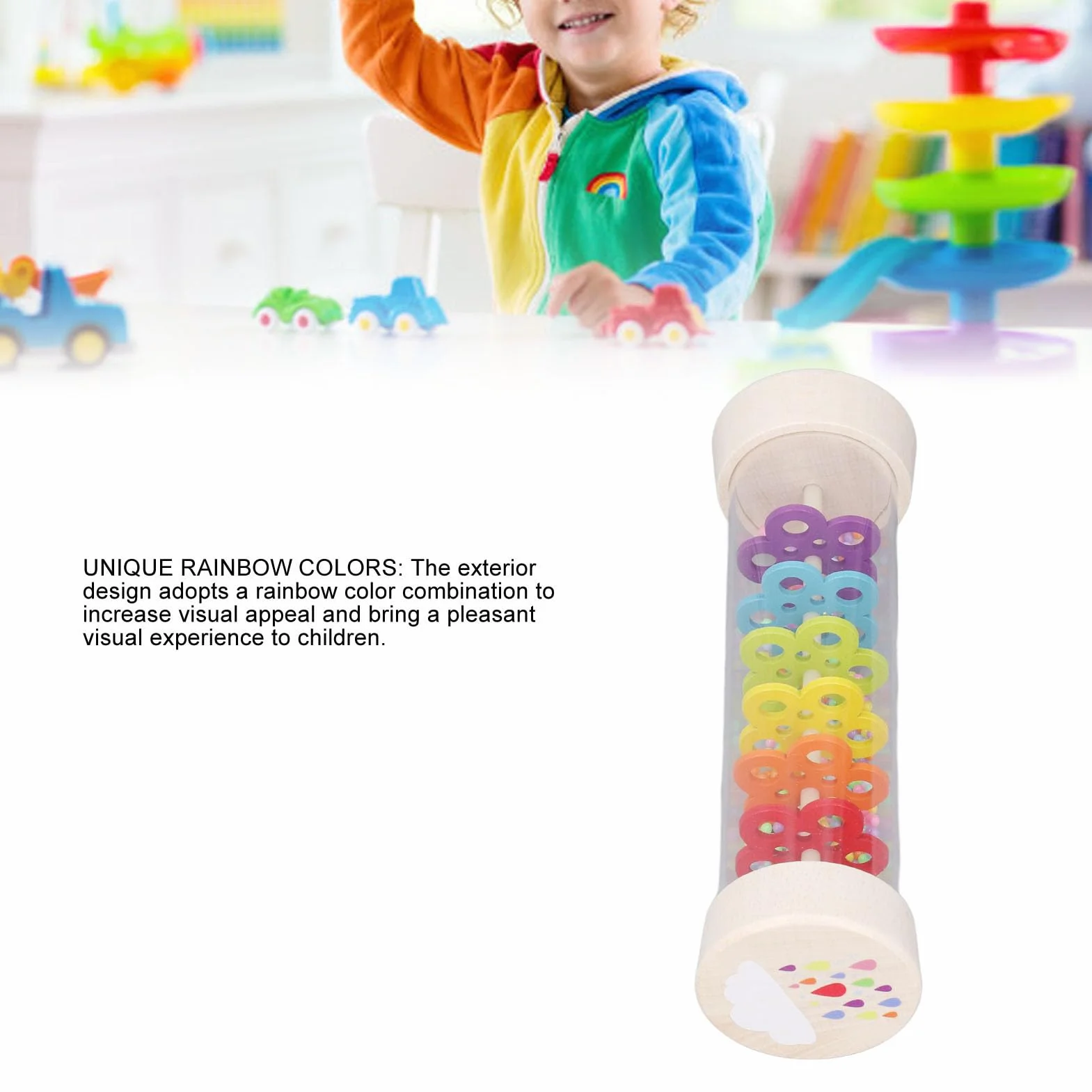 Baby Rainmaker, Mini Rain Stick Shaker Zabawka Kolorowa Edukacja Muzyczna Rain Stick Shaker dla Małych Dzieci (L)
