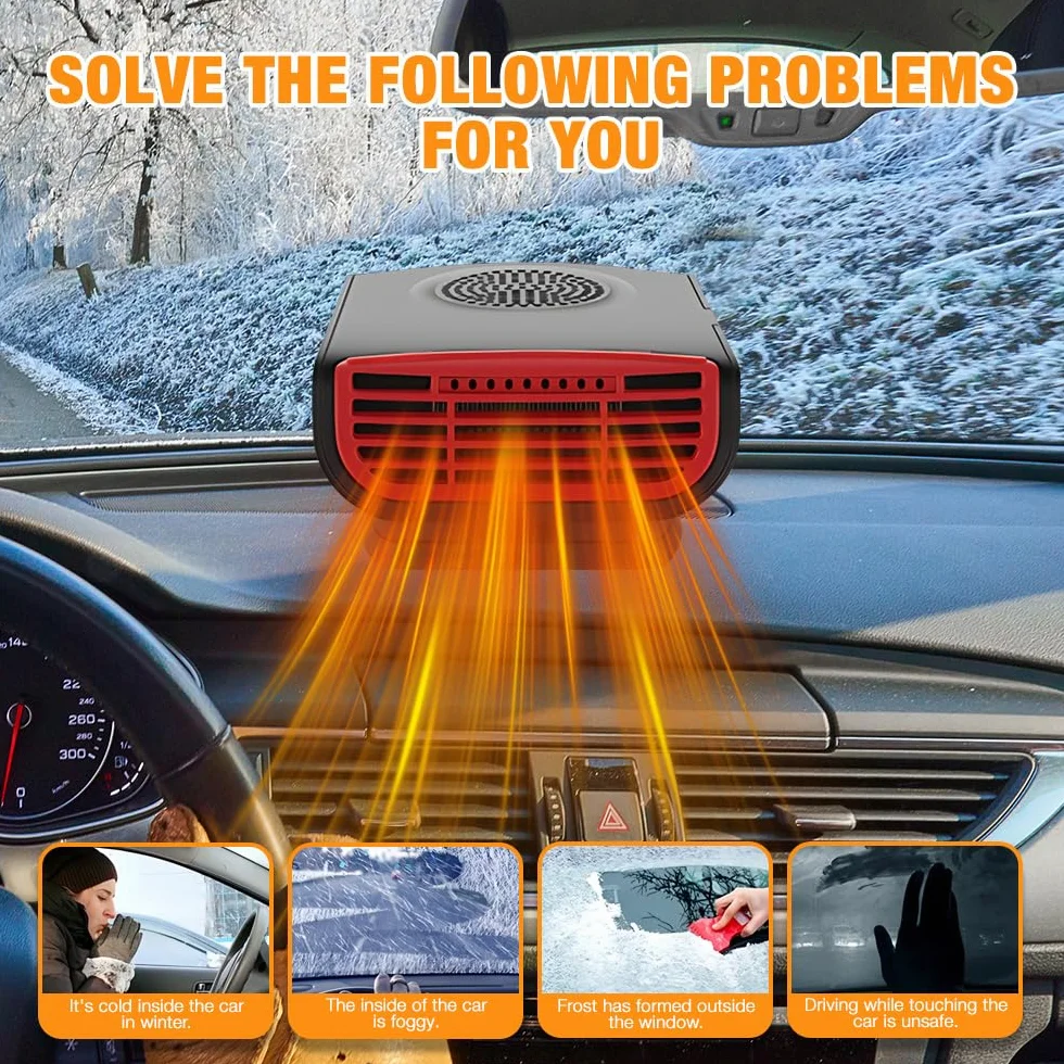 Przenośny grzejnik samochodowy 12 V Defroster szyby 2 w 1 Podstawa 360°