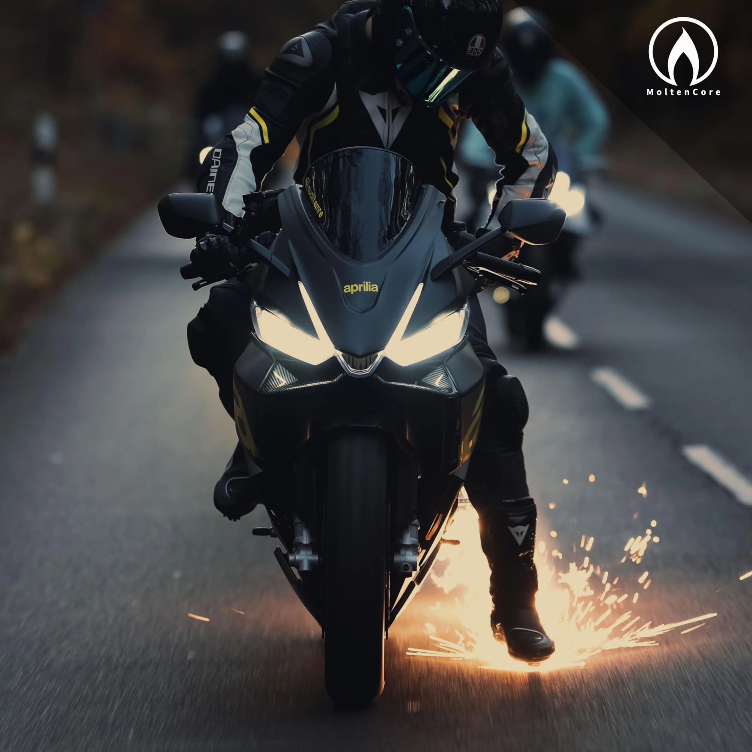 MoltenCore Core V5 Obsidian Ognisty Ślizgacz do Stopy Strong Flame Spark Motorcycle Feetslider zestaw 2 szt.