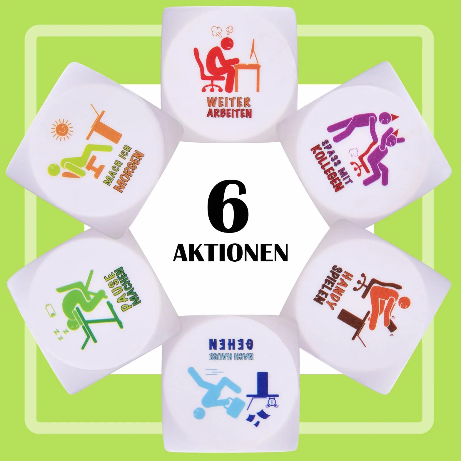 DealKits Biurowe kostki antystresowe, kolorowe kostki do redukcji stresu z 6 zabawnymi akcjami, zabawna zabawka antystresowa, prezent na pożegnanie, prezent dla kolegów, prezent z pudełkiem na prezent